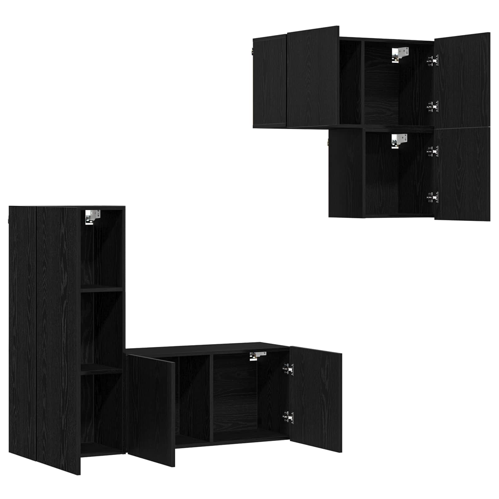 Televizoriaus sieninis modulis 4 pcs Juodas ąžuolas