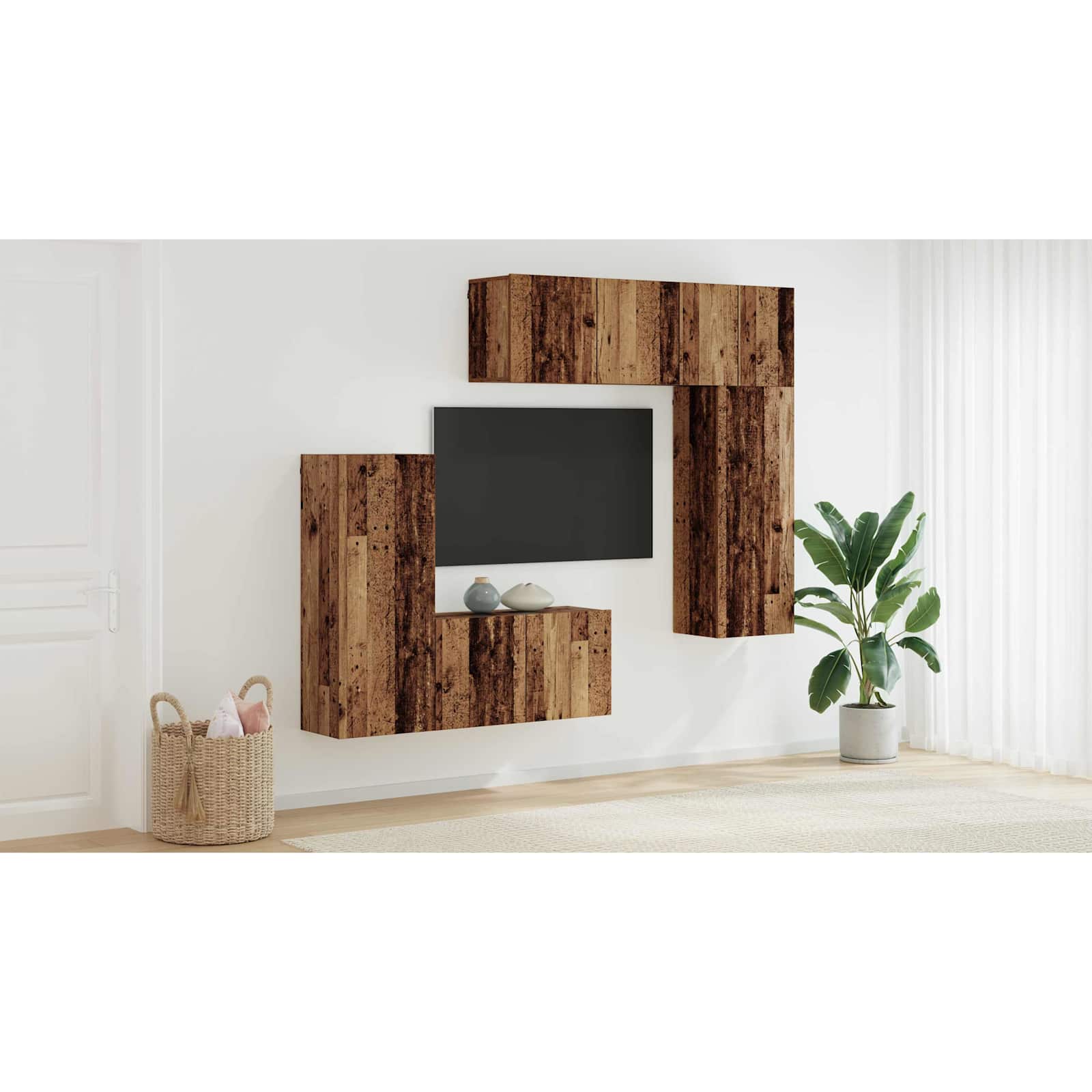 TV wall unit 5 pcs Old Wood