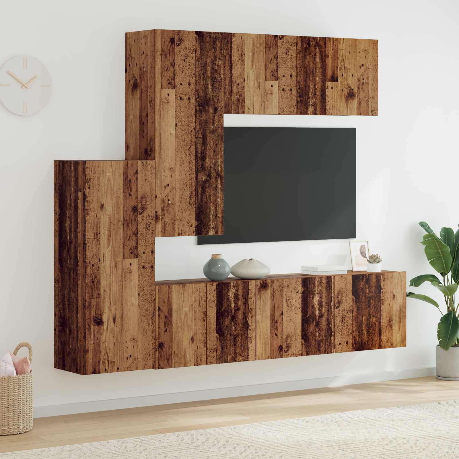 TV wall unit 5 pcs Old Wood