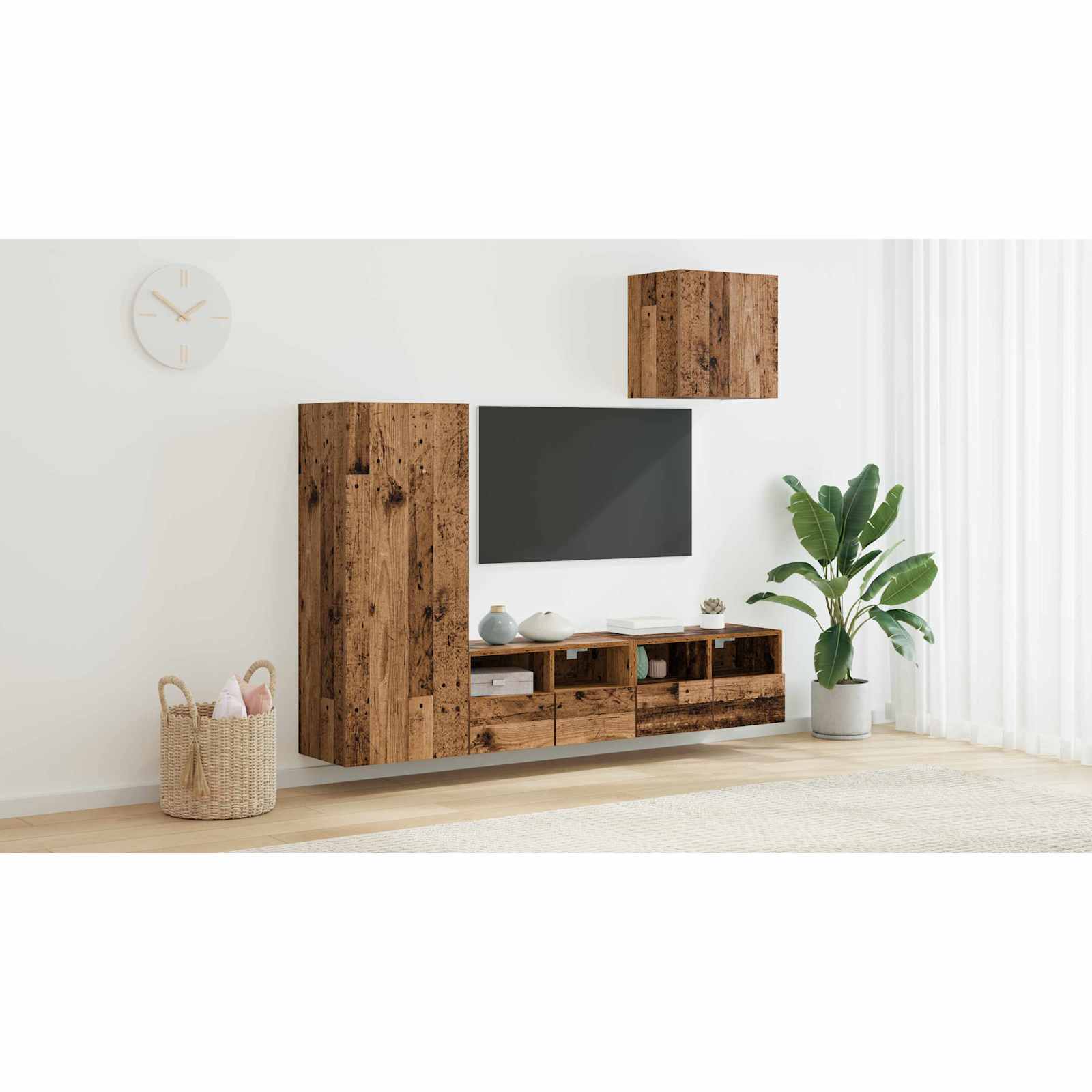 TV sieniniai vienetai 4 pcs Senovinis medis Apdirbta mediena