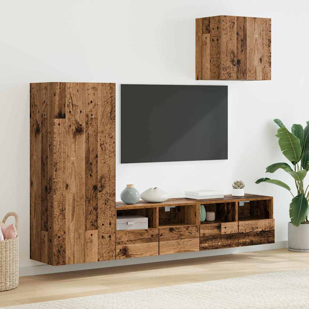 TV sienas moduļu komplekts 4 gab. Antīka apstrādāta koksne