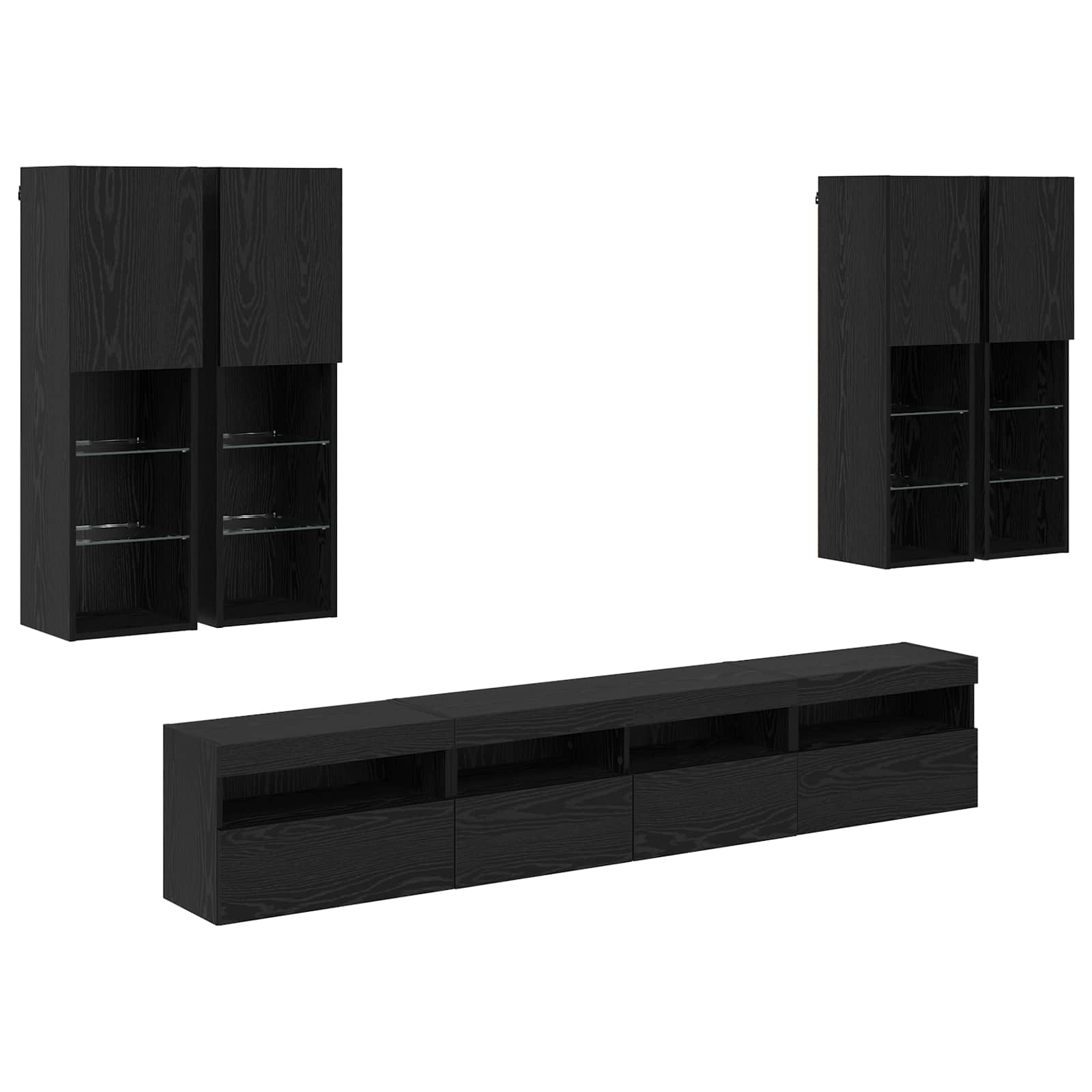 TV sieninės spintos komplektas su LED apšvietimu su LED 7 pcs