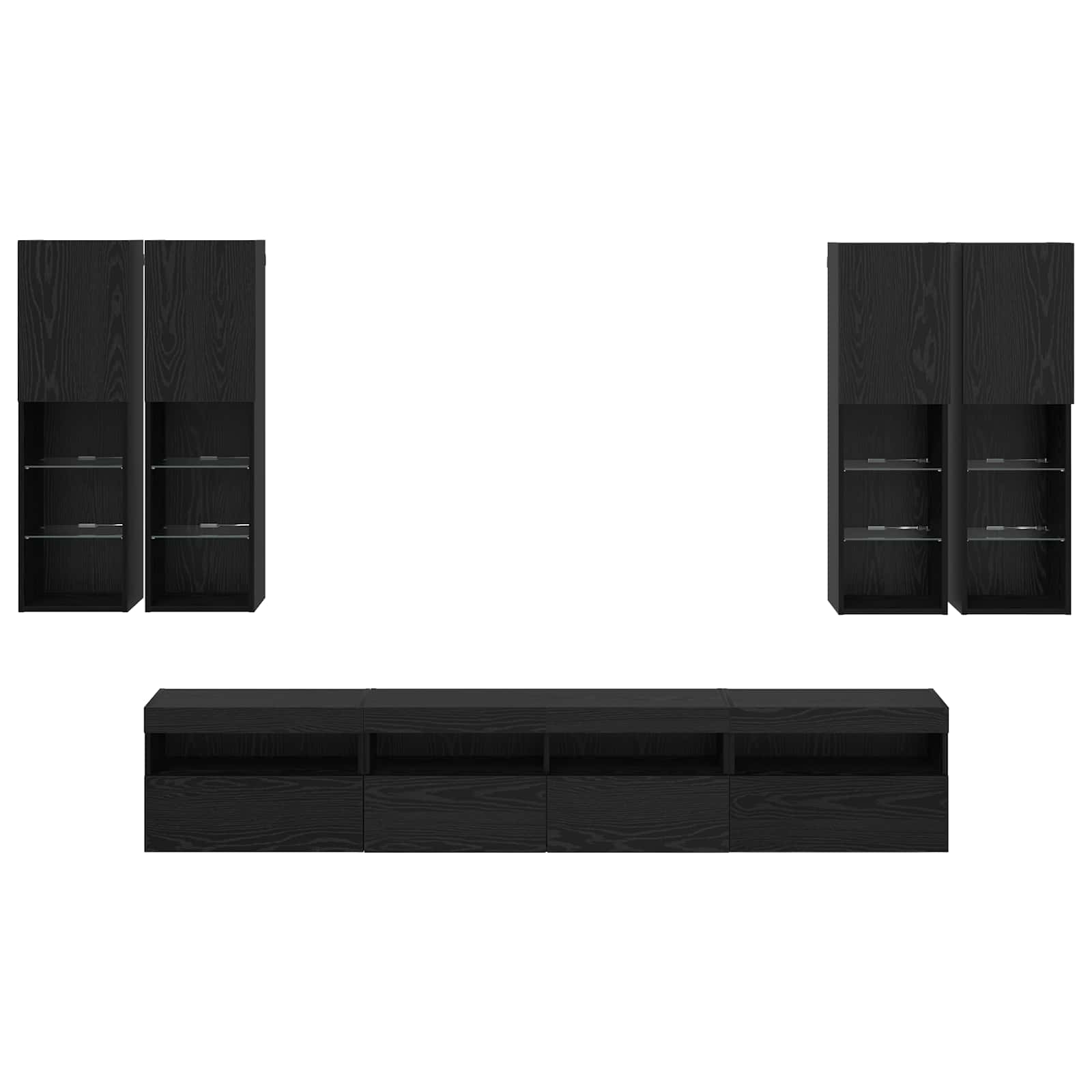 TV sieninės spintos komplektas su LED apšvietimu su LED 7 pcs
