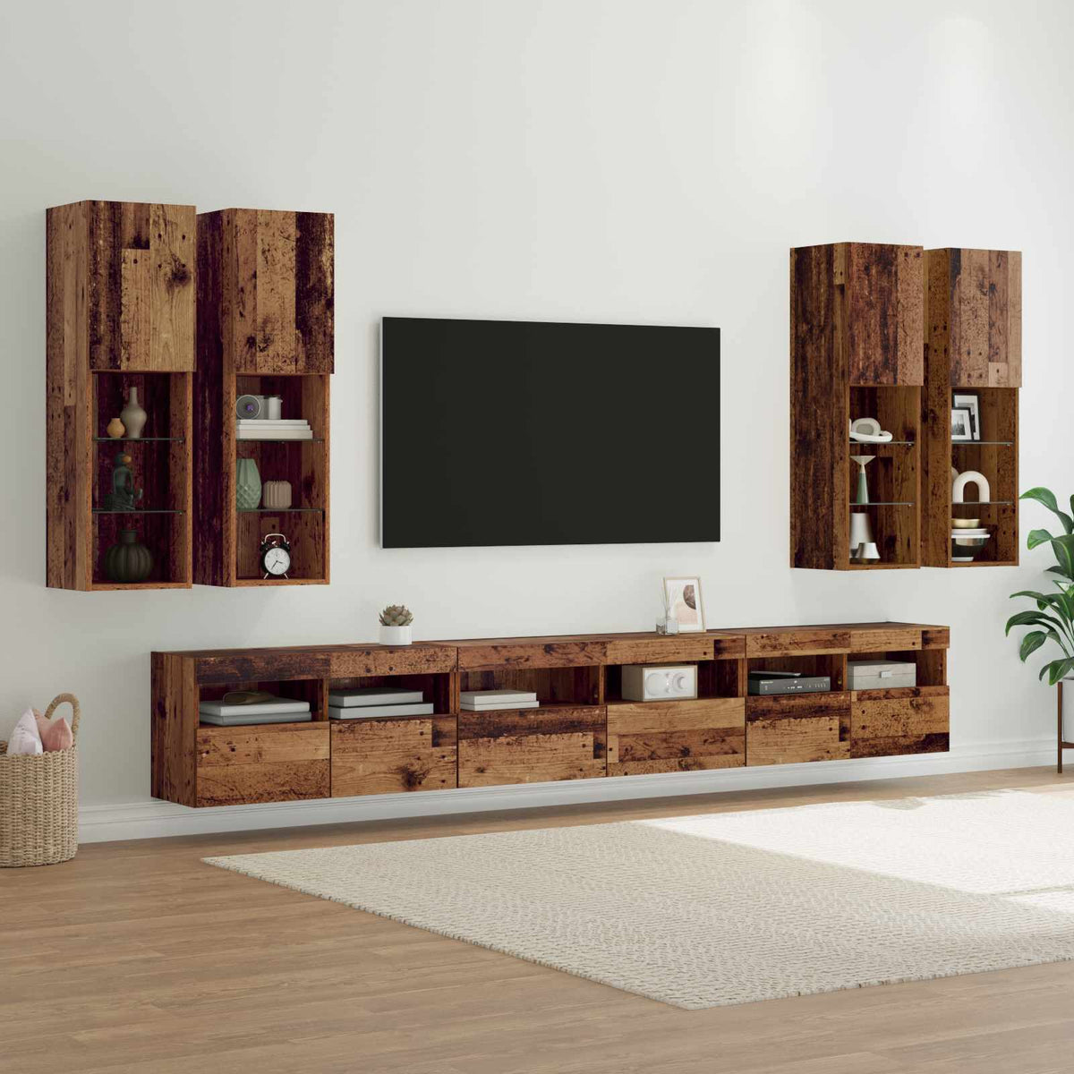 TV sieninio kabineto komplektas 7 vnt. 100 x 30 x 40 cm