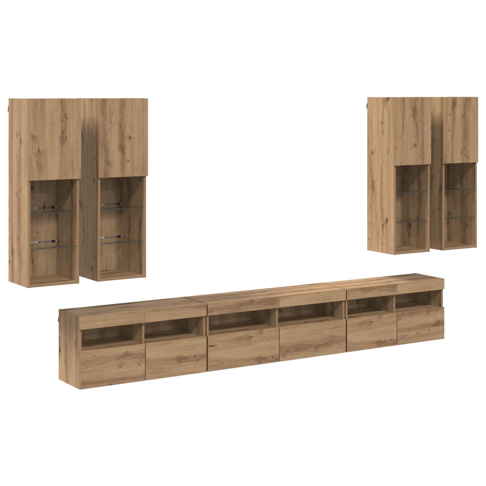 TV sieninio kabineto komplektas 7 pcs Amatininkų ąžuolas