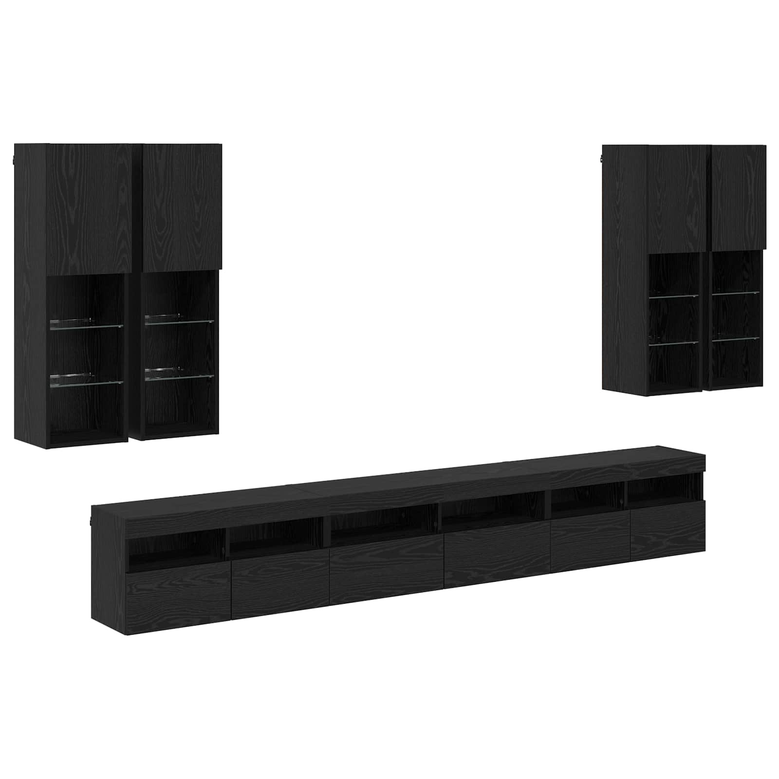 TV sieninio kabineto komplektas 7 pcs Juodas ąžuolas