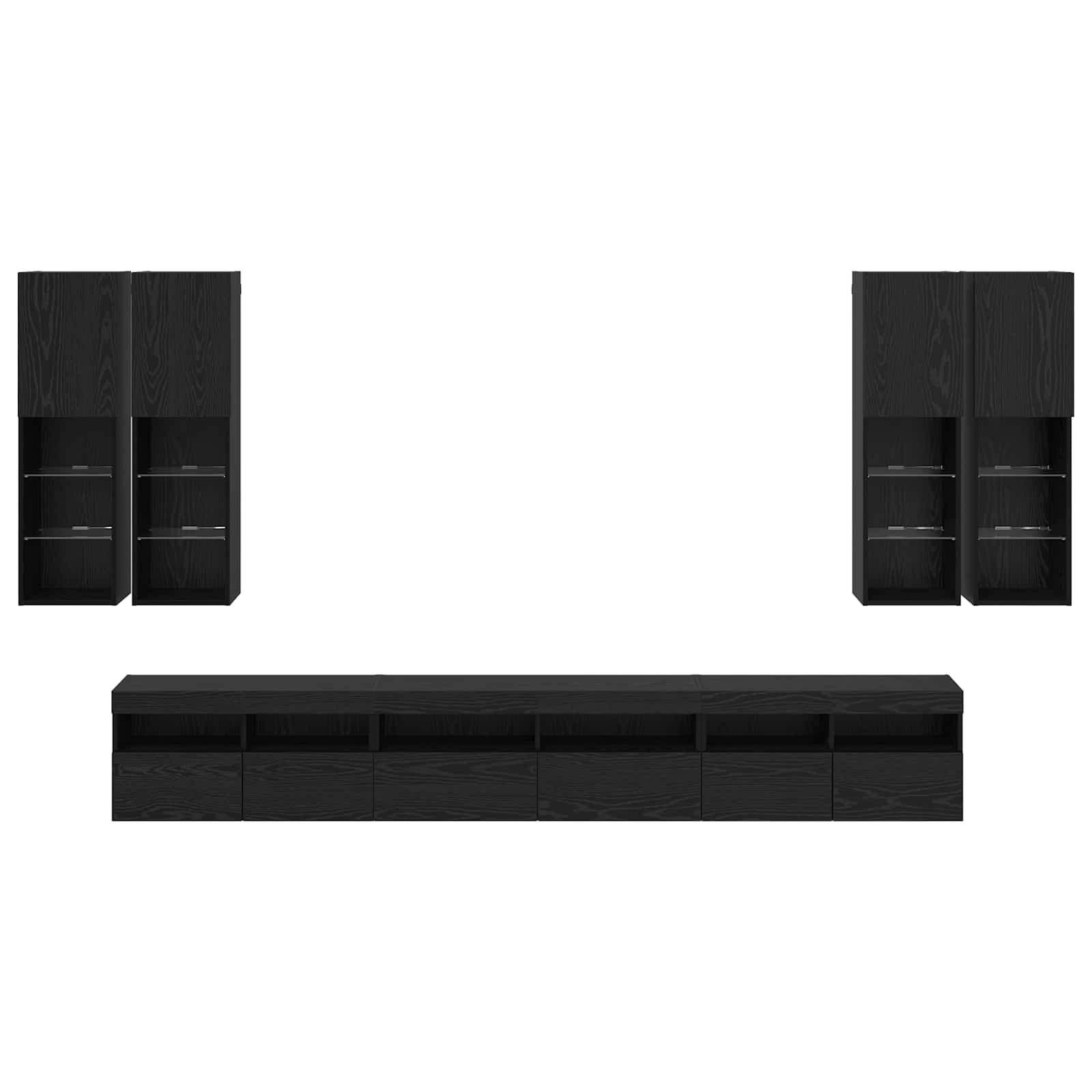 TV sieninio kabineto komplektas 7 pcs Juodas ąžuolas