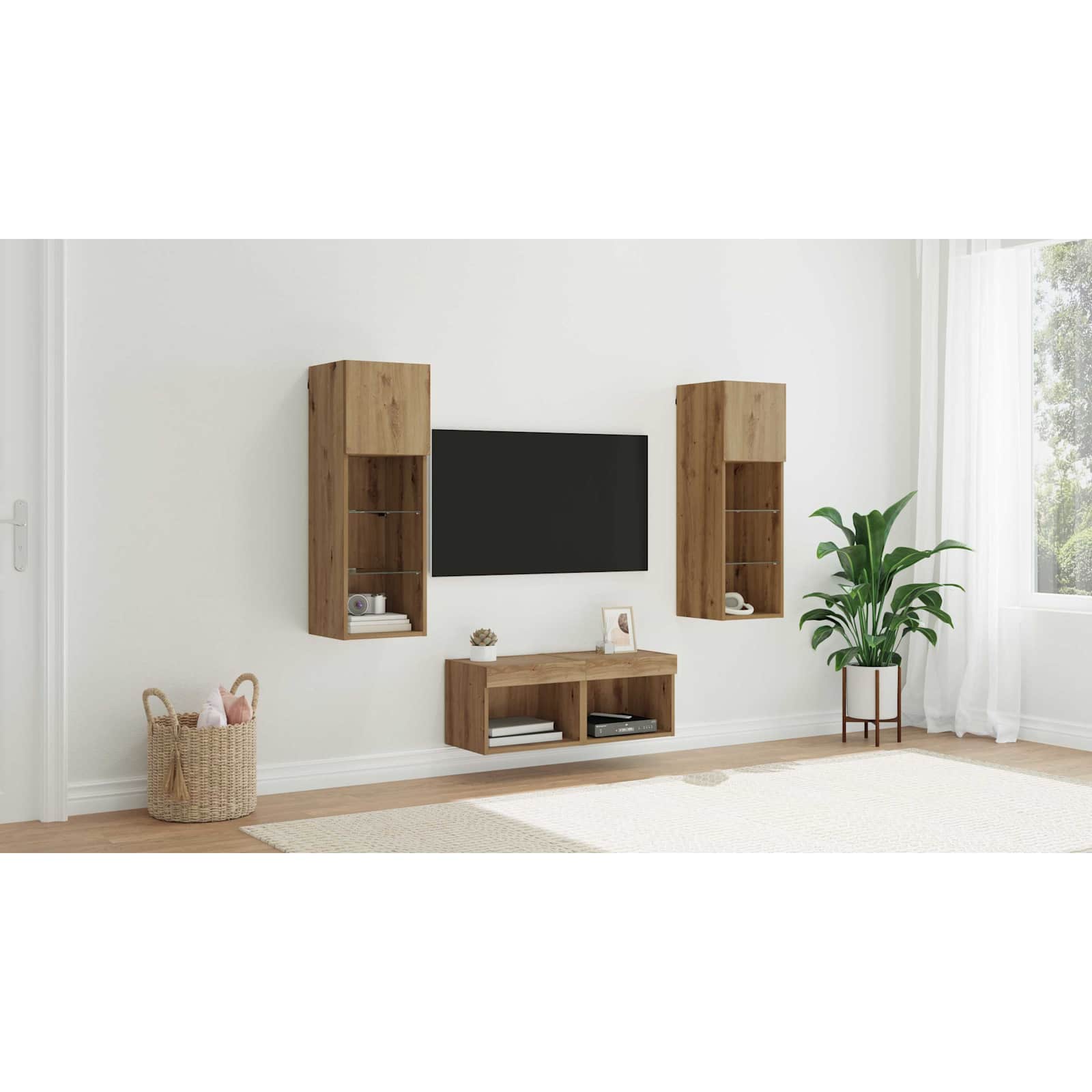 TV sieniniai spintelės 4 pcs Juodas ąžuolas 40 x 30 x 30 cm