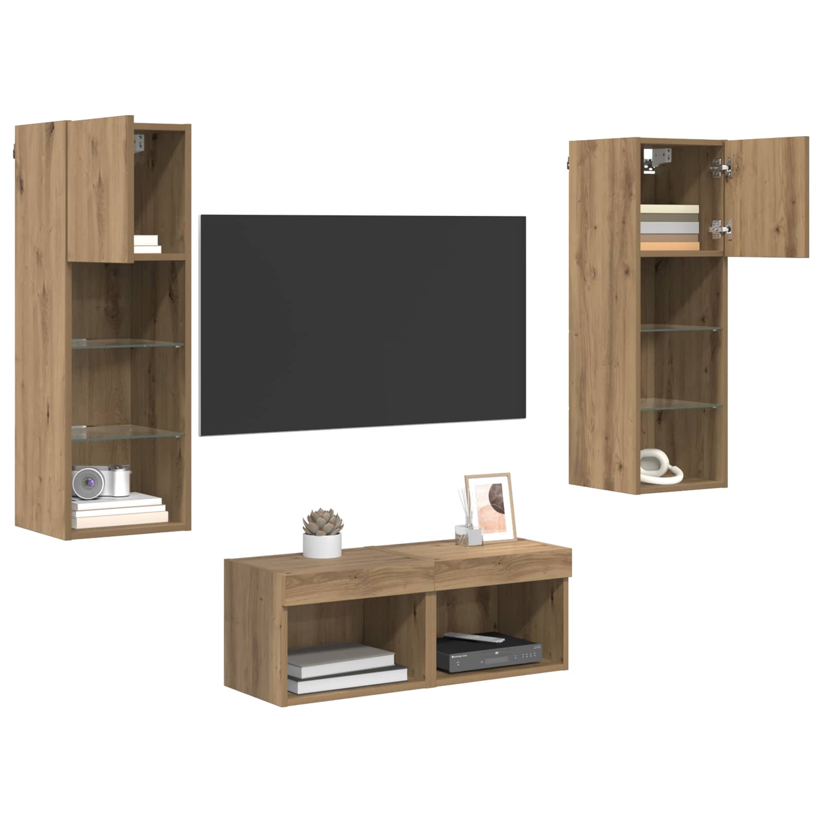 TV sieniniai spintelės 4 pcs Juodas ąžuolas 40 x 30 x 30 cm