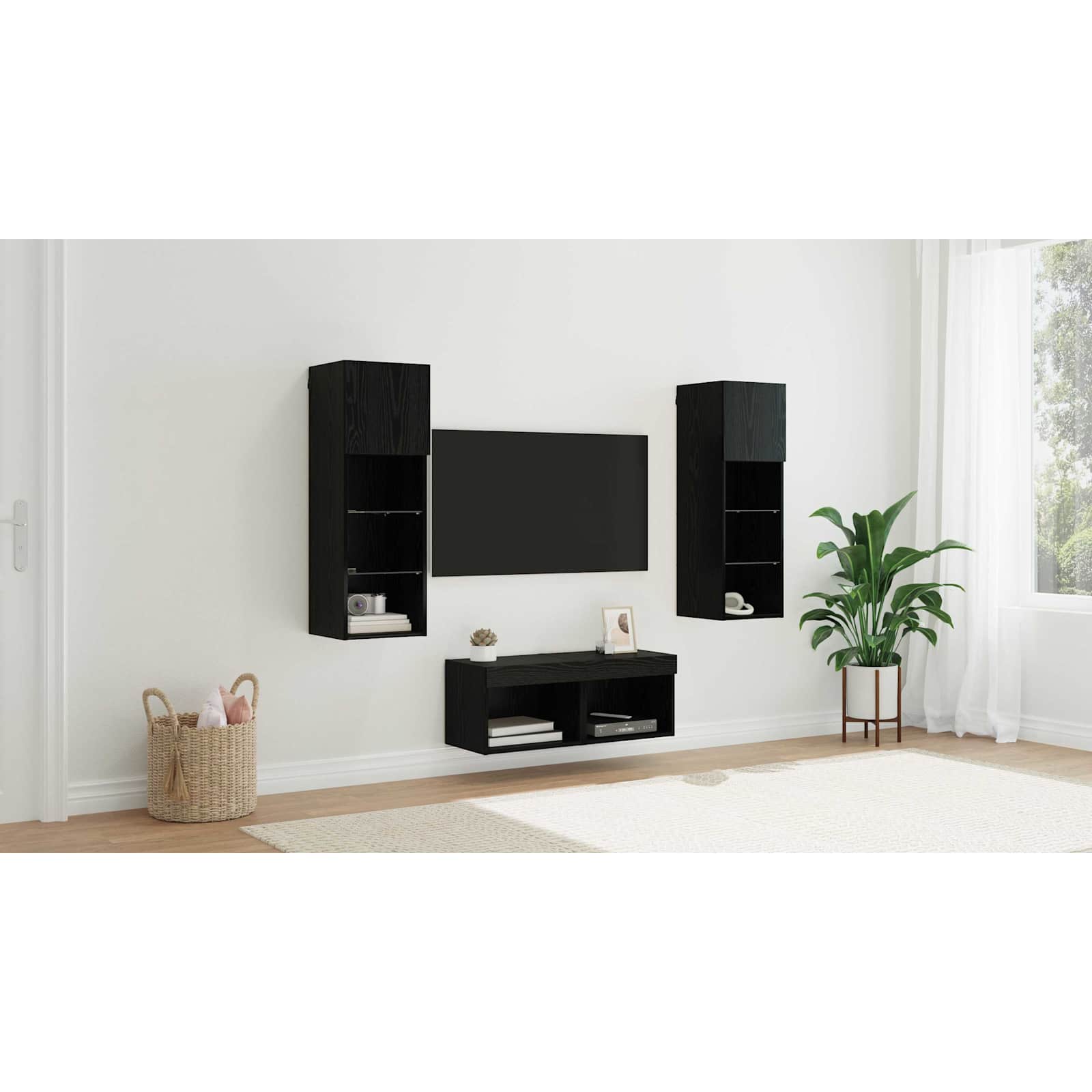 TV sieniniai spintelės 4 pcs Juodas ąžuolas 40 x 30 x 30 cm