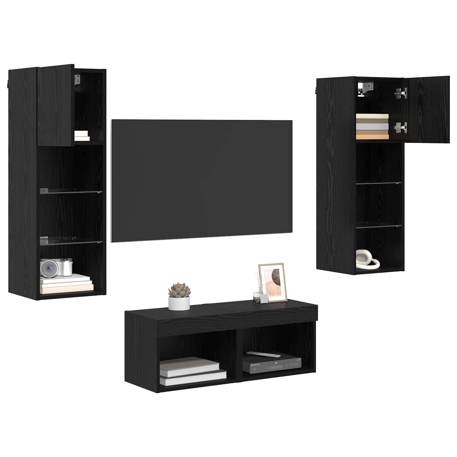 TV sieniniai spintelės 4 pcs Juodas ąžuolas 40 x 30 x 30 cm