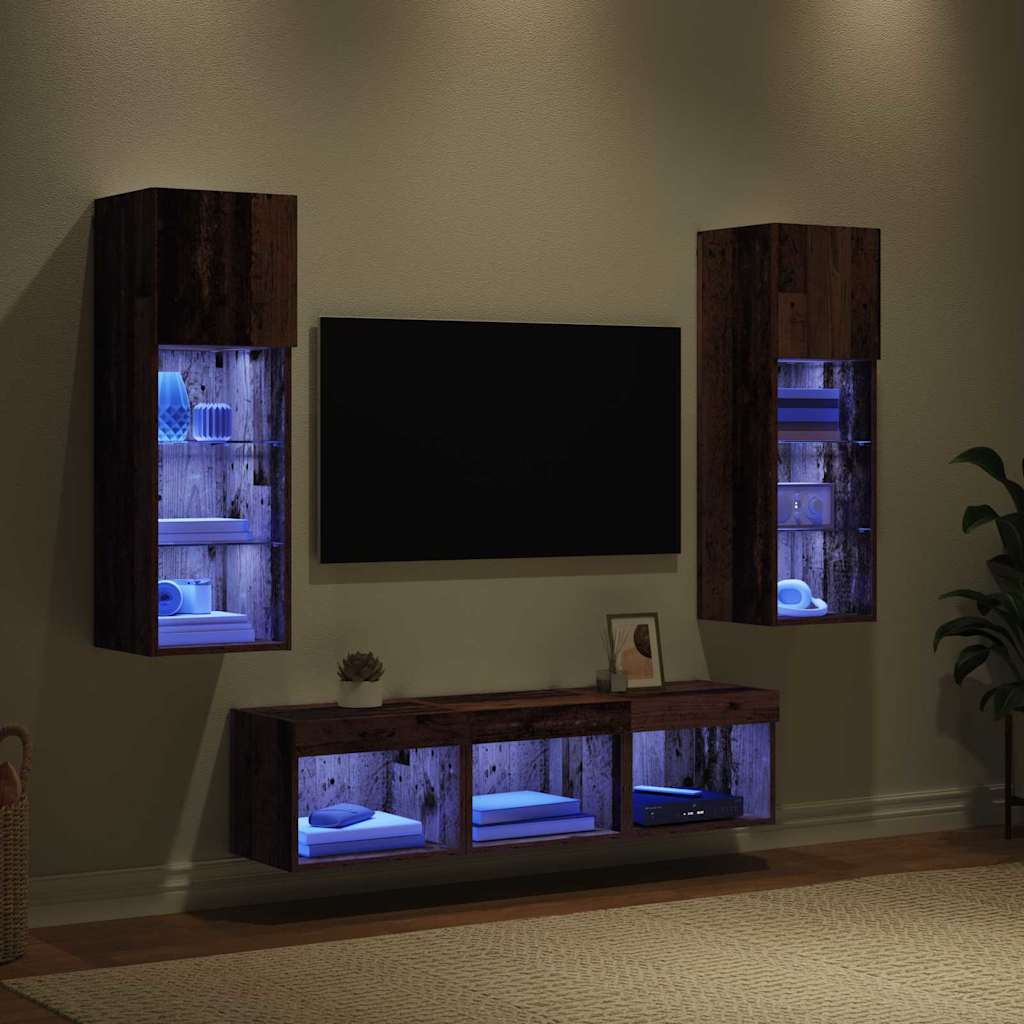 TV Wall Units 5 pcs Black Oak 60 x 30 x 30 cm