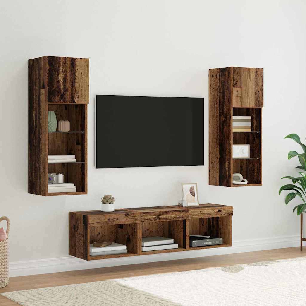 TV Wall Units 5 pcs Black Oak 60 x 30 x 30 cm