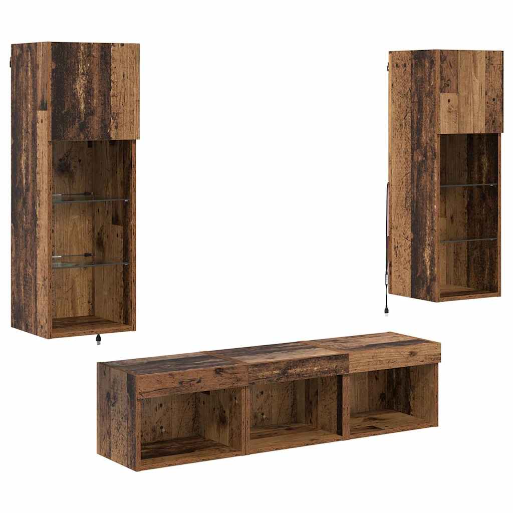 TV Wall Units 5 pcs Black Oak 60 x 30 x 30 cm