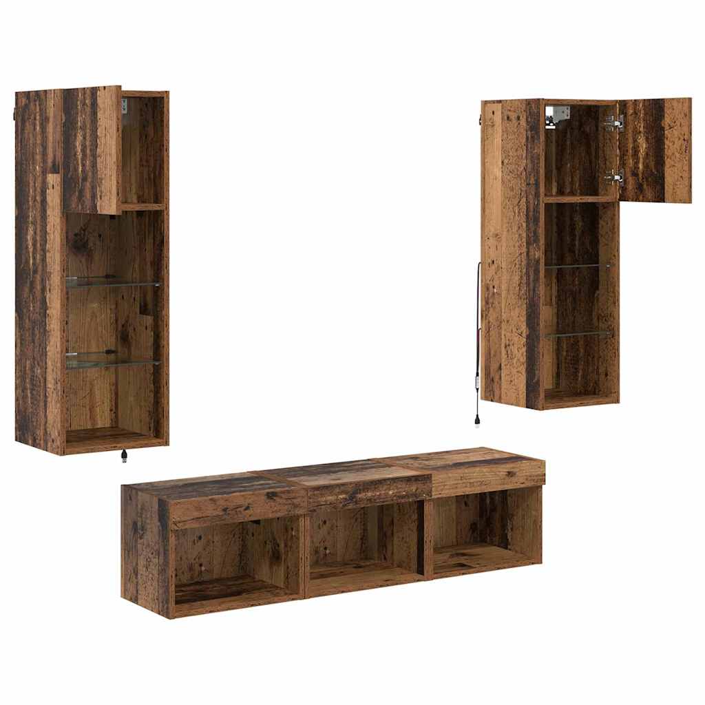 TV Wall Units 5 pcs Black Oak 60 x 30 x 30 cm