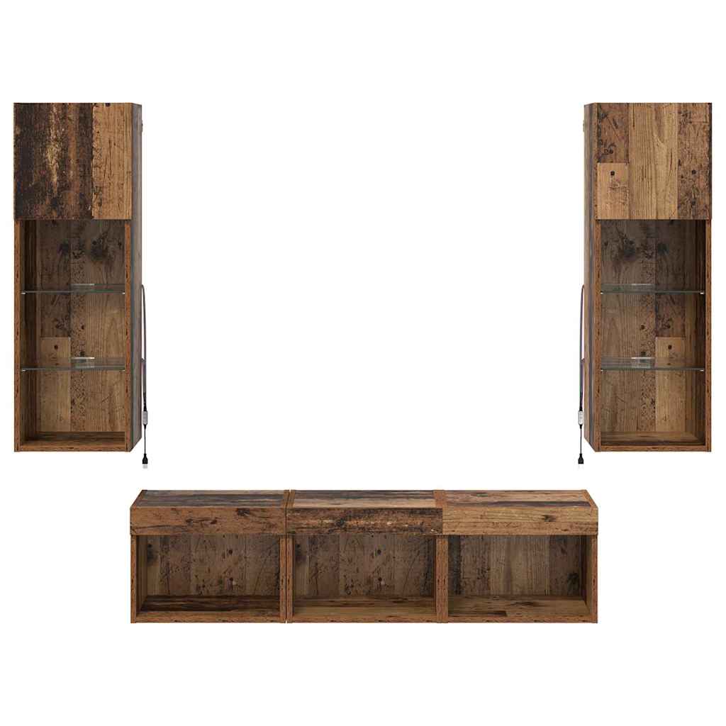 TV Wall Units 5 pcs Black Oak 60 x 30 x 30 cm