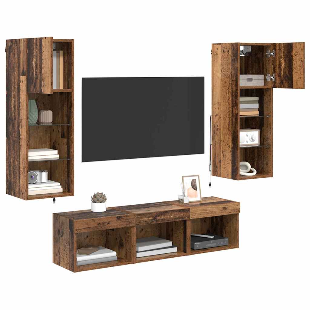 TV Wall Units 5 pcs Black Oak 60 x 30 x 30 cm