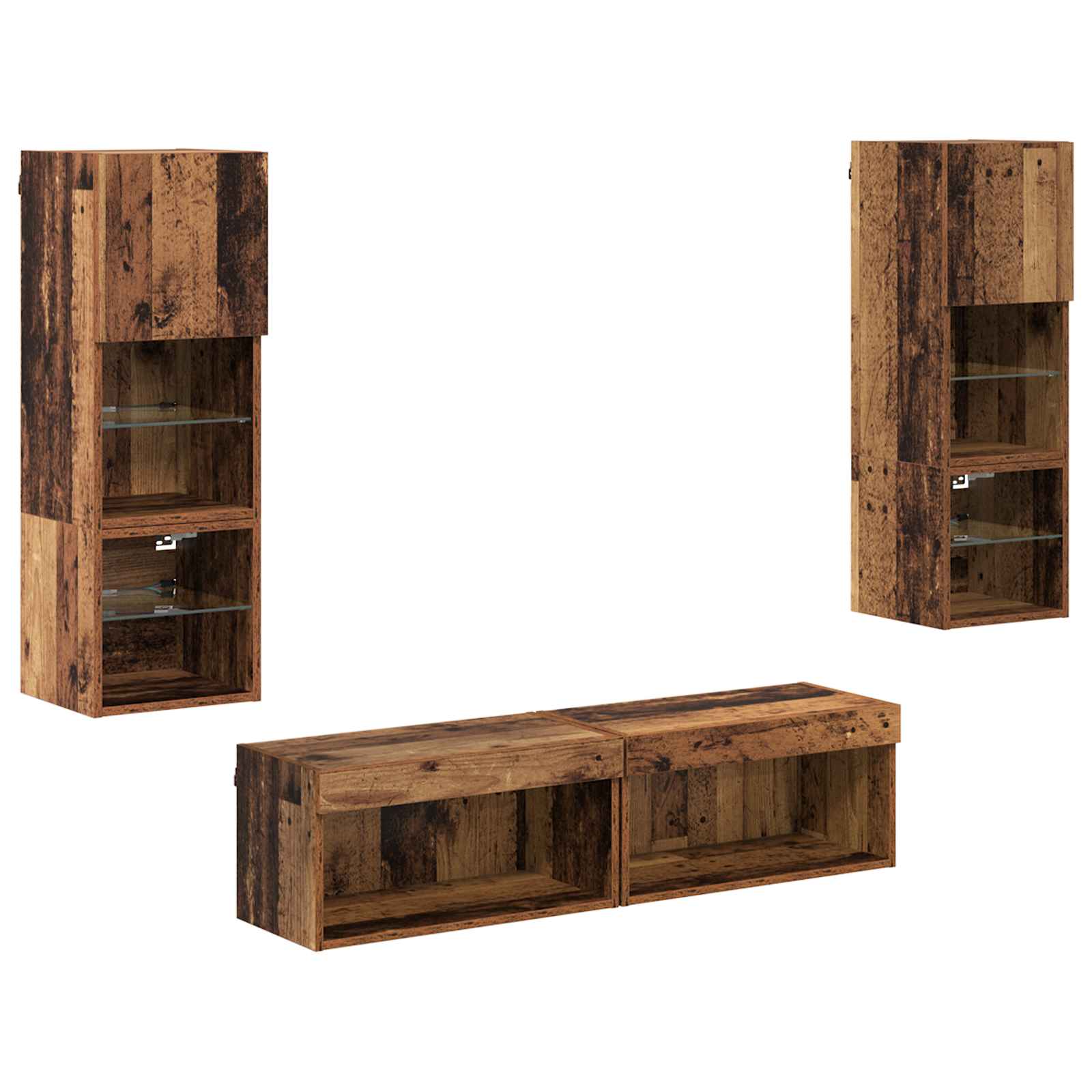 TV wall unit 6 pcs Antique wood