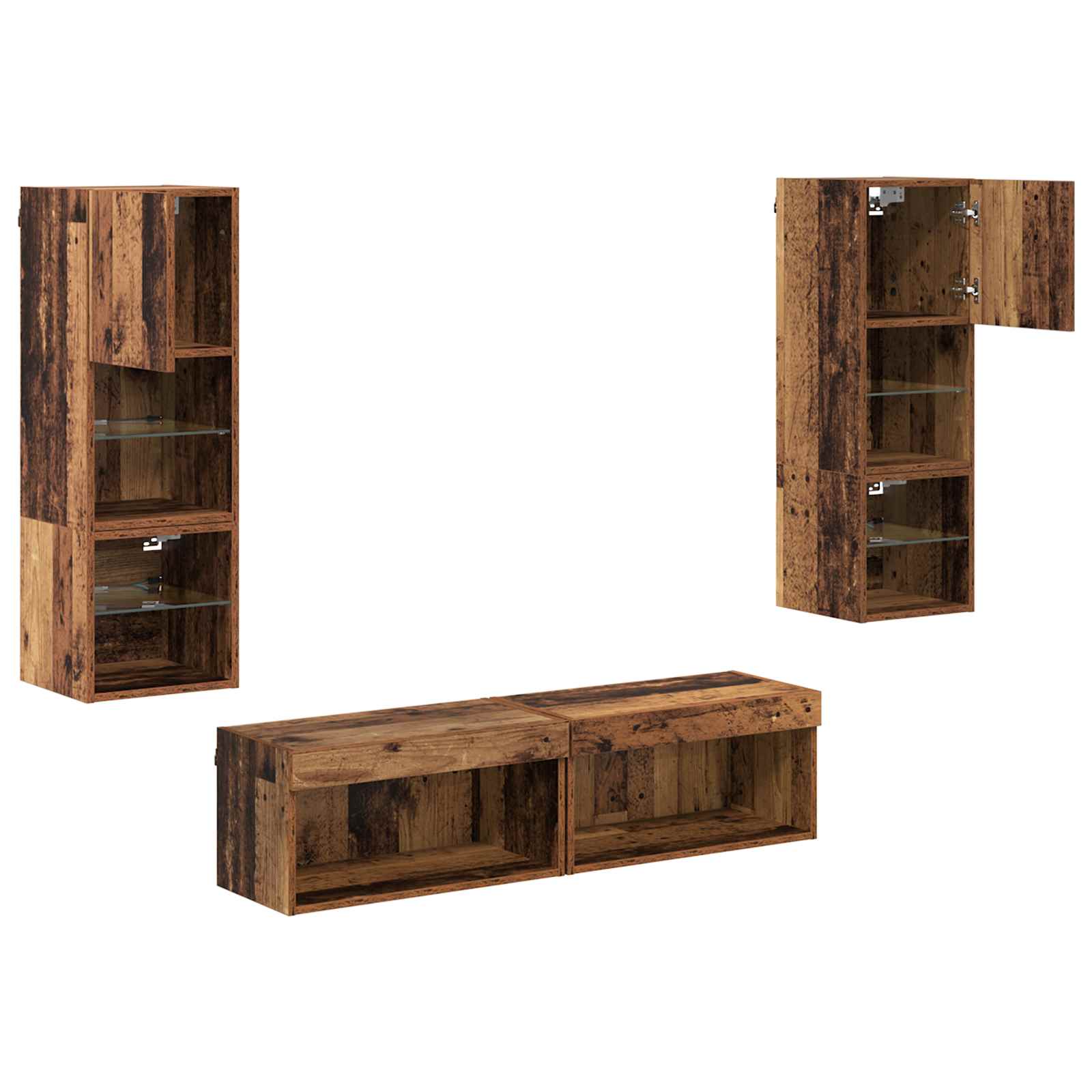 TV wall unit 6 pcs Antique wood