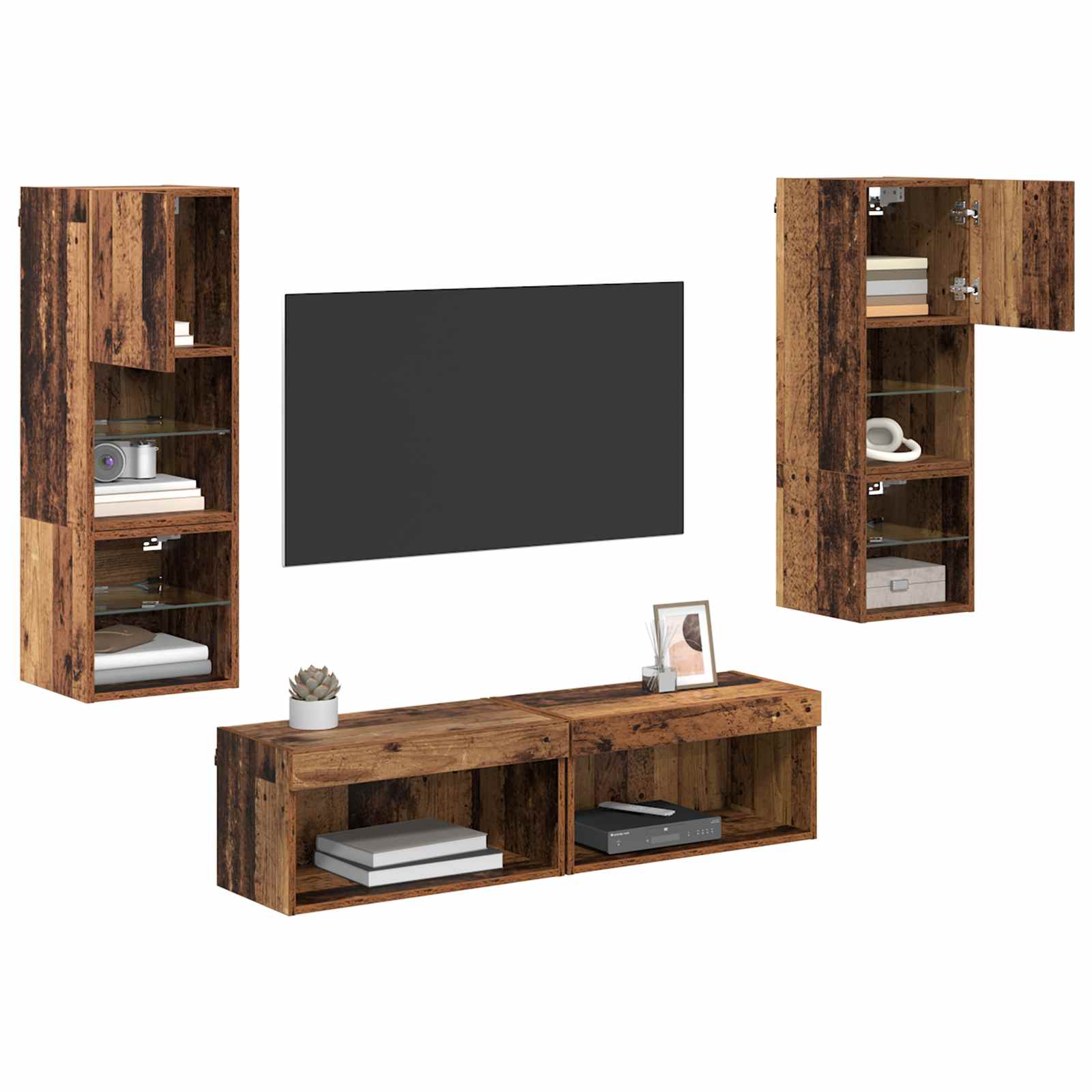 TV wall unit 6 pcs Antique wood