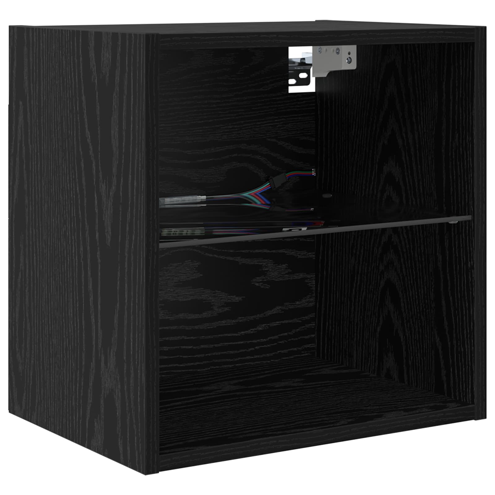TV Cabinet with Drawers 8 pcs Black Oak Glass
