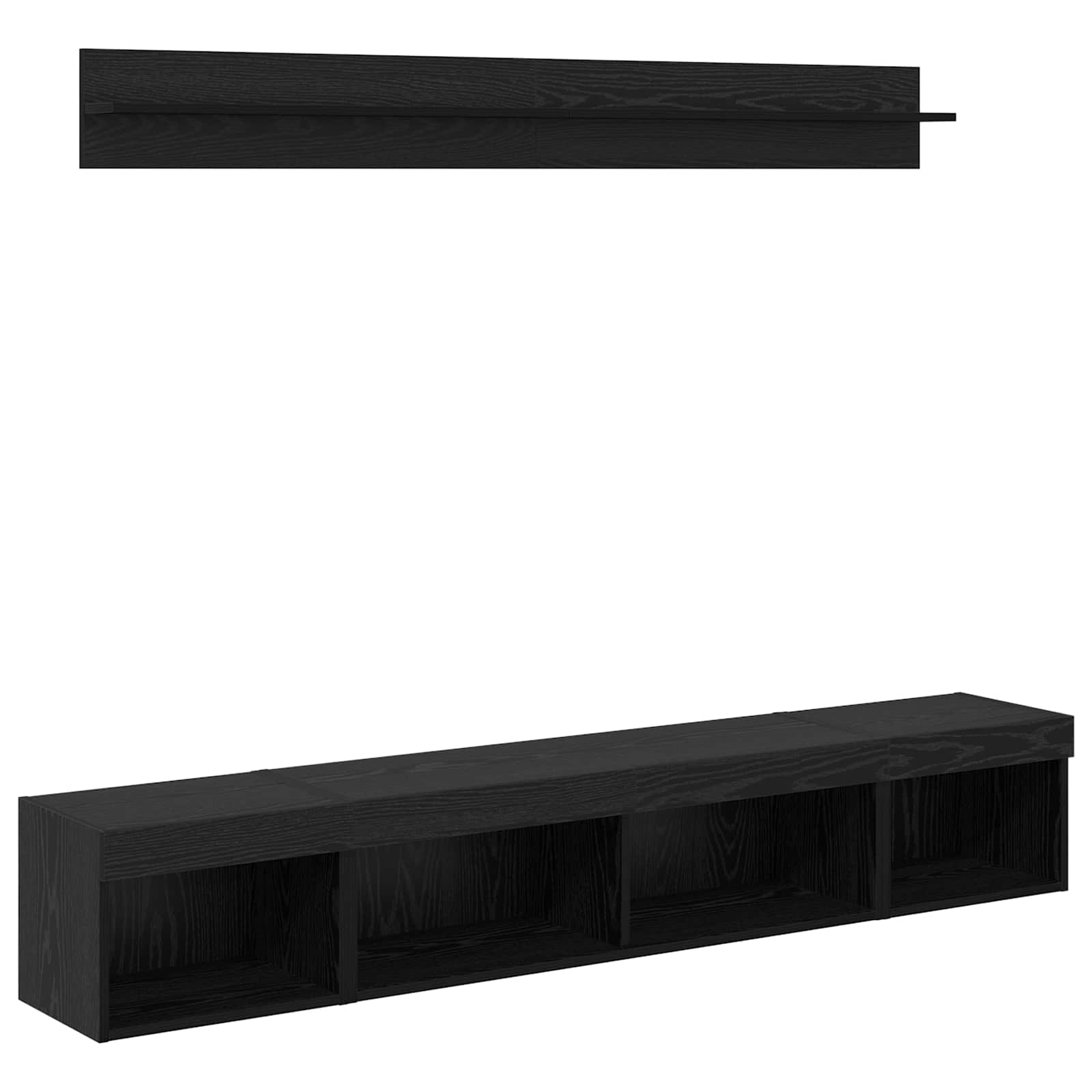 TV sieninio kabineto komplektas su LED 5 pcs Juodas ąžuolas