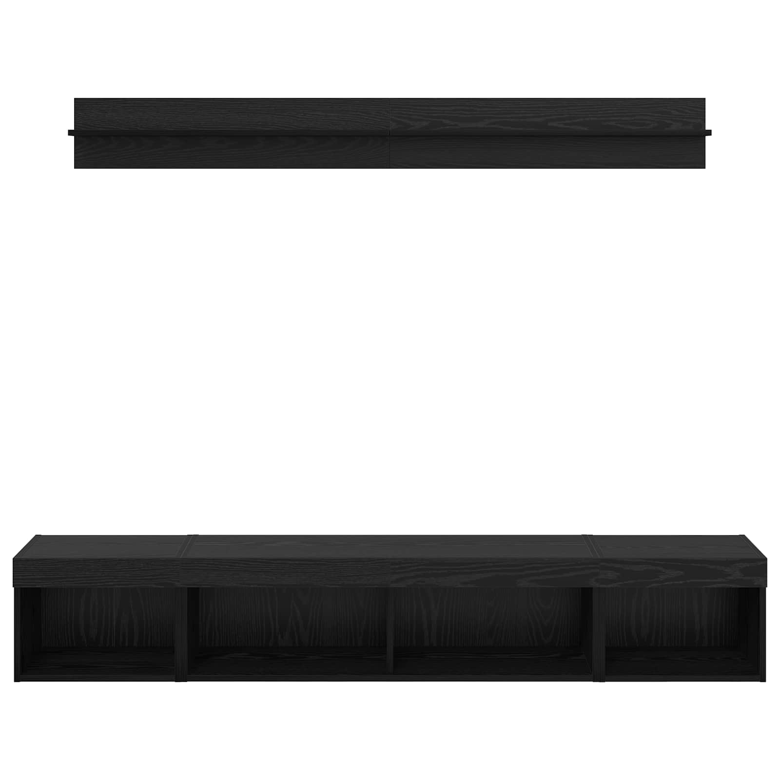 TV sieninio kabineto komplektas su LED 5 pcs Juodas ąžuolas