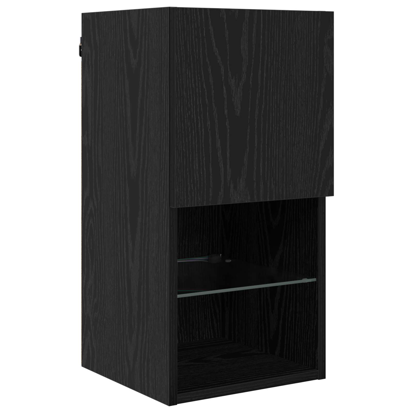 LED sienas TV mēbeļu komplekts ar LED 6 gab. melns ozols