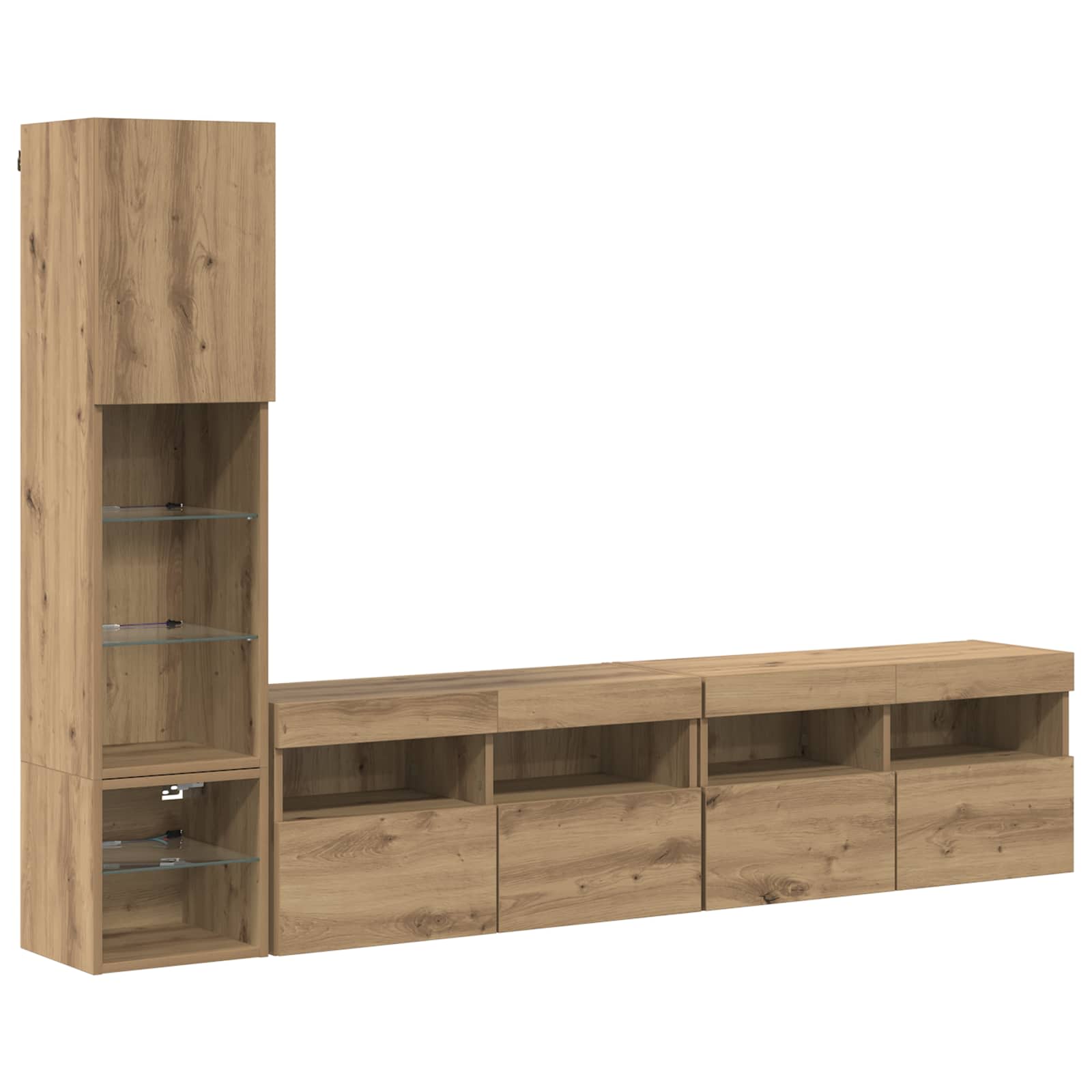 TV wall unit with LED 4 pcs Artisan oak