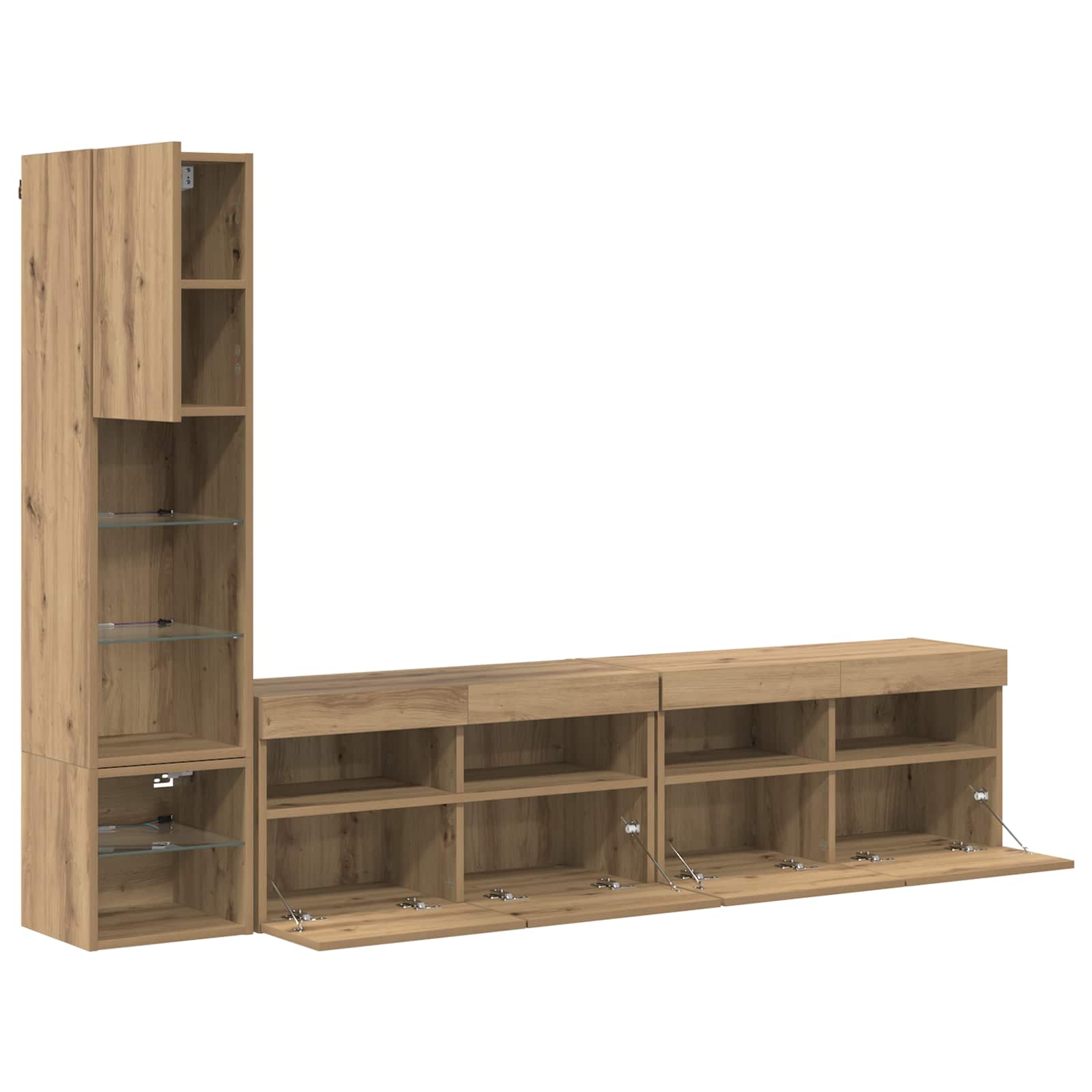 TV wall unit with LED 4 pcs Artisan oak