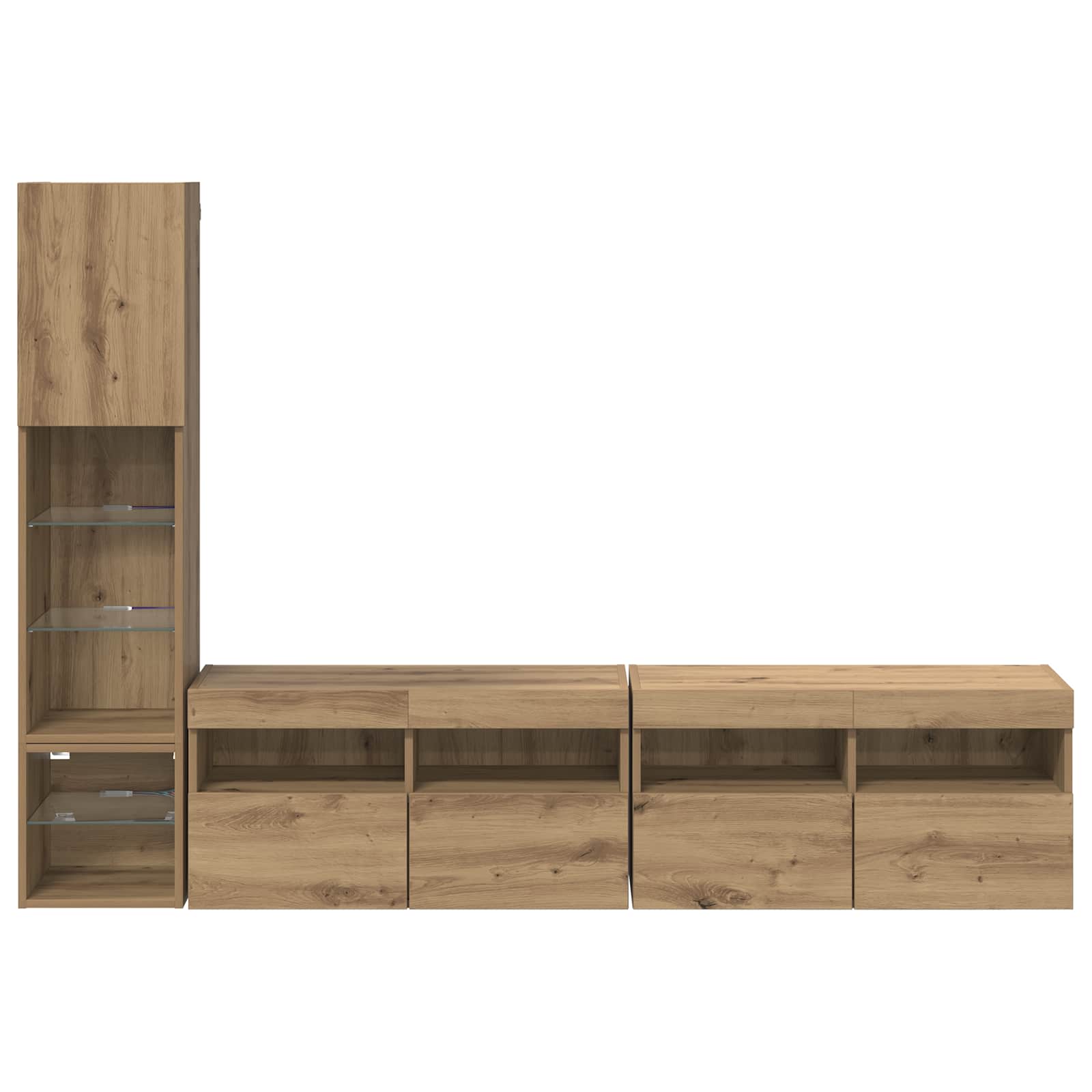 TV wall unit with LED 4 pcs Artisan oak