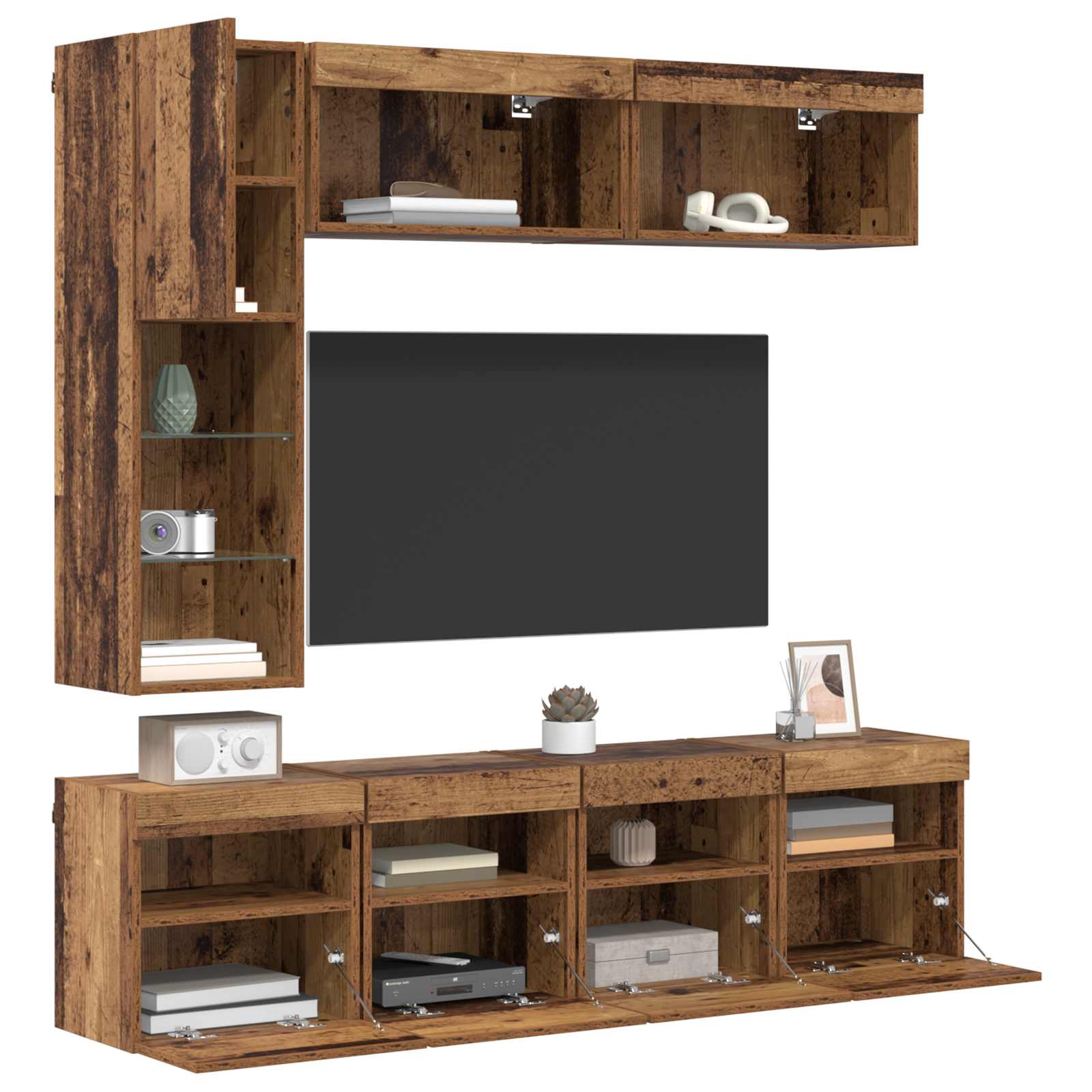 TV cabinet 7 pcs Reclaimed wood