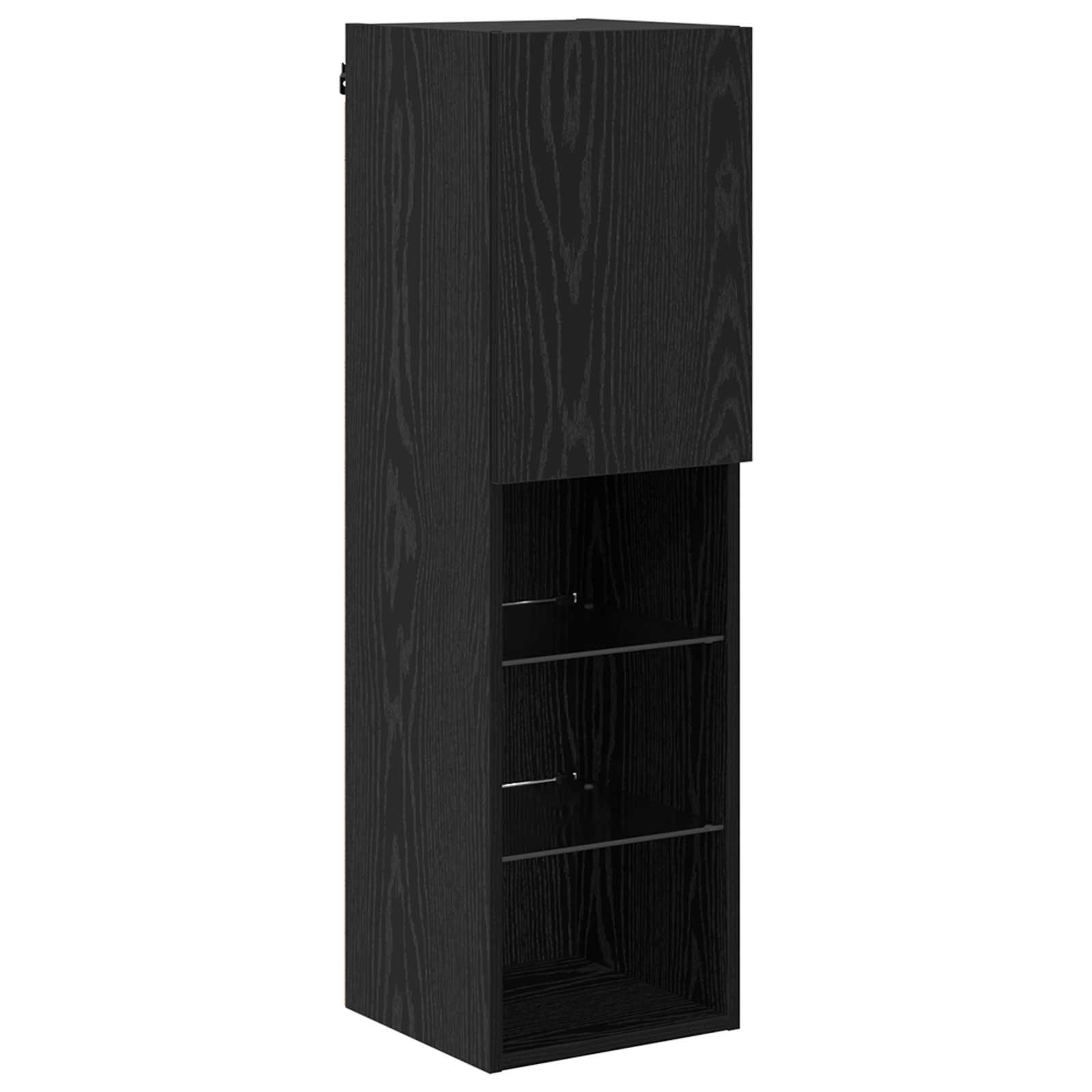 TV cabinet 7 pcs Black oak Engineered wood