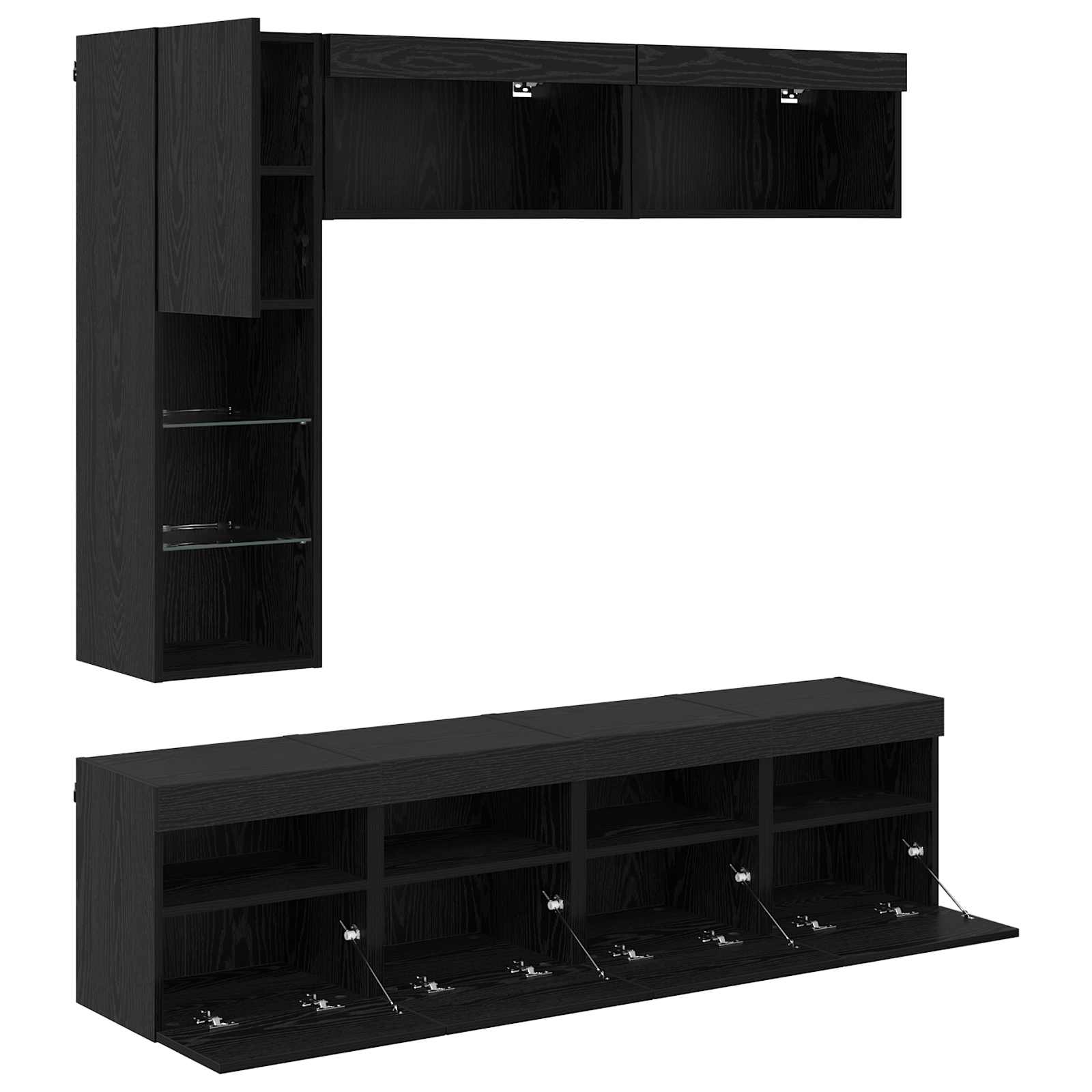 TV cabinet 7 pcs Black oak Engineered wood