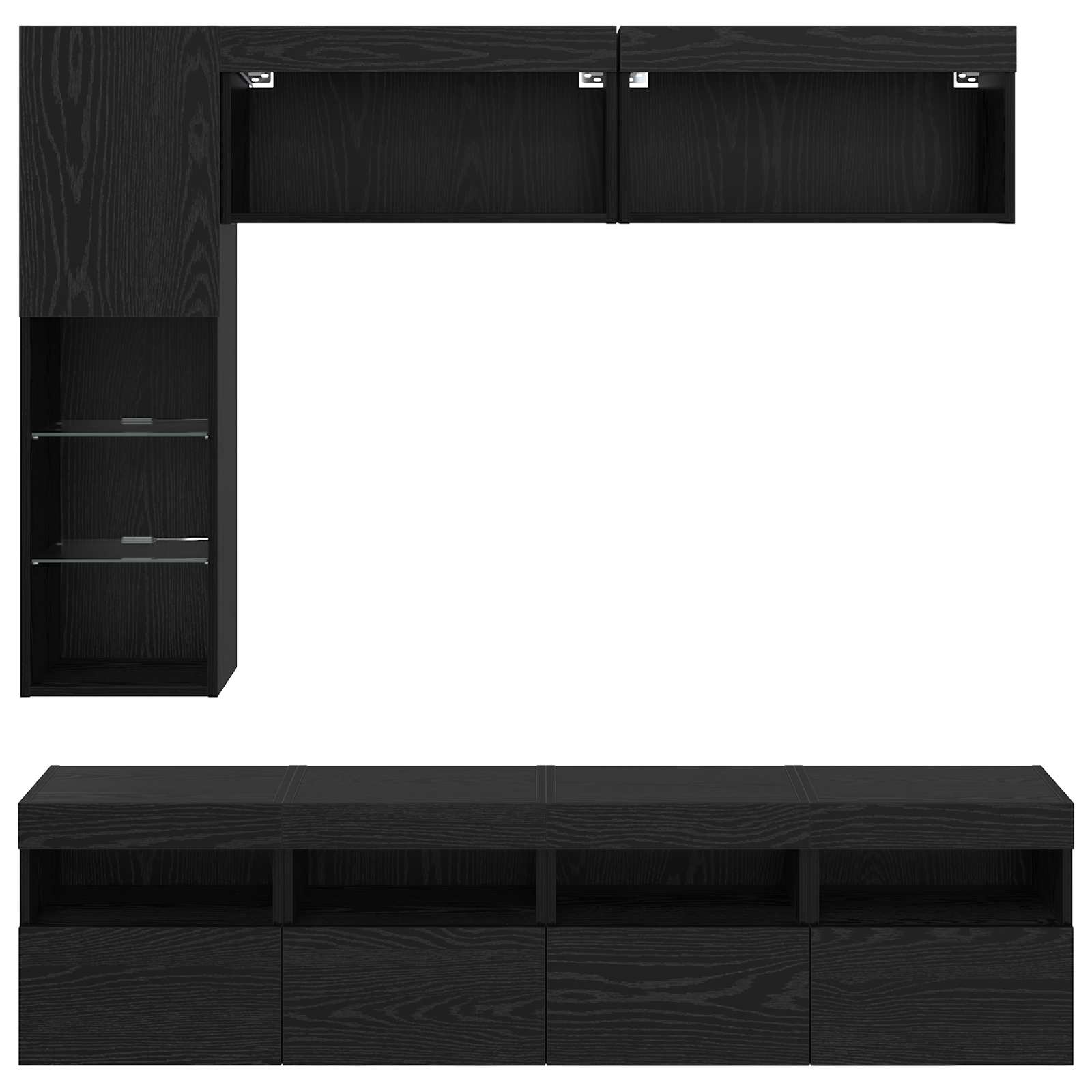 TV cabinet 7 pcs Black oak Engineered wood