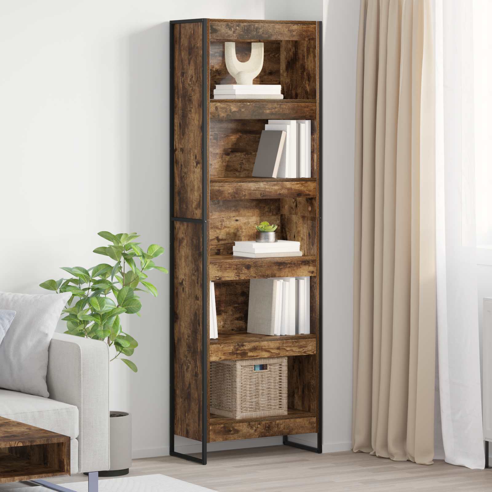 Bookcase 2 pcs Smoked oak 80 x 30 x 155 cm