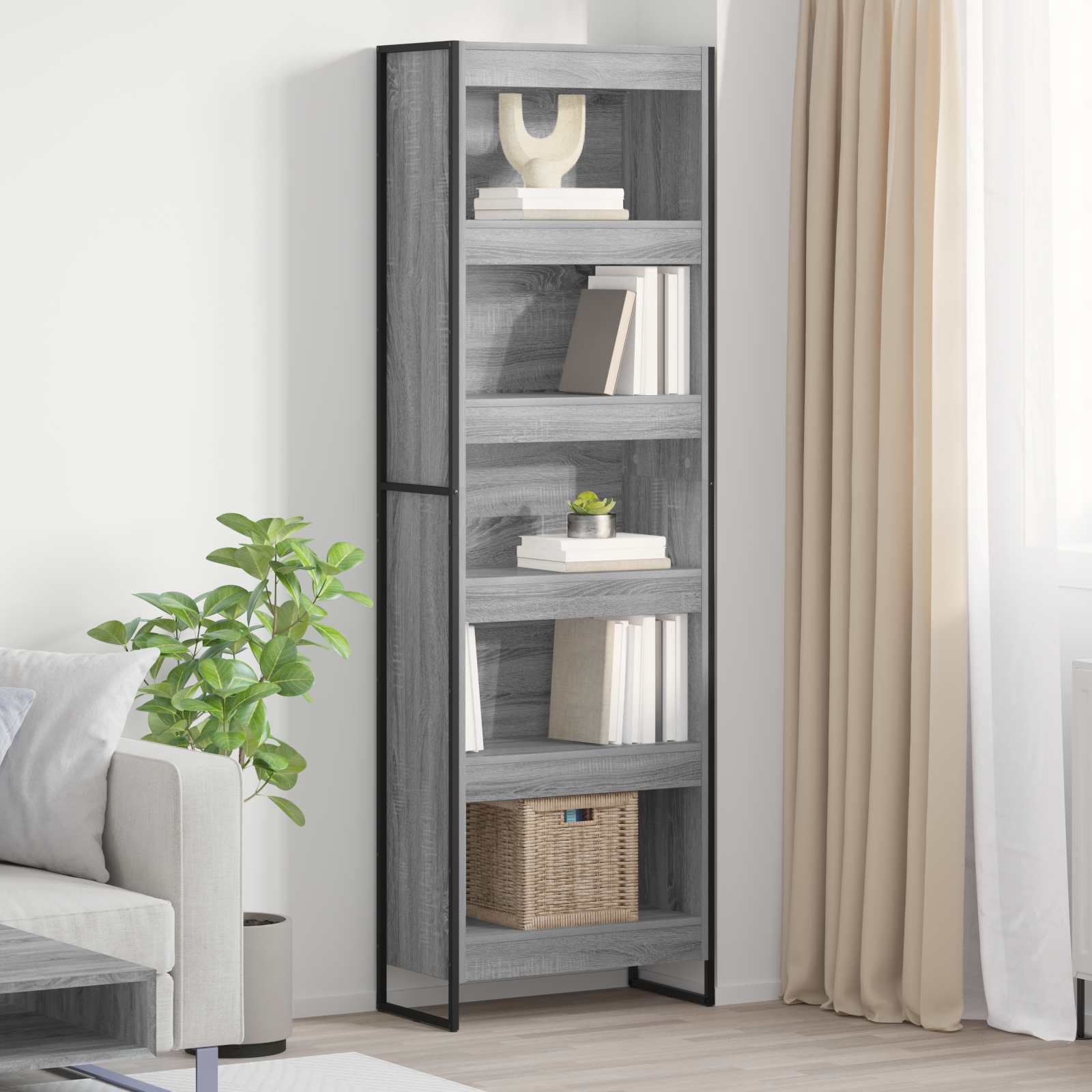 Knygų spinta 2 pcs Pilkas Sonoma 80 x 30 x 155 cm