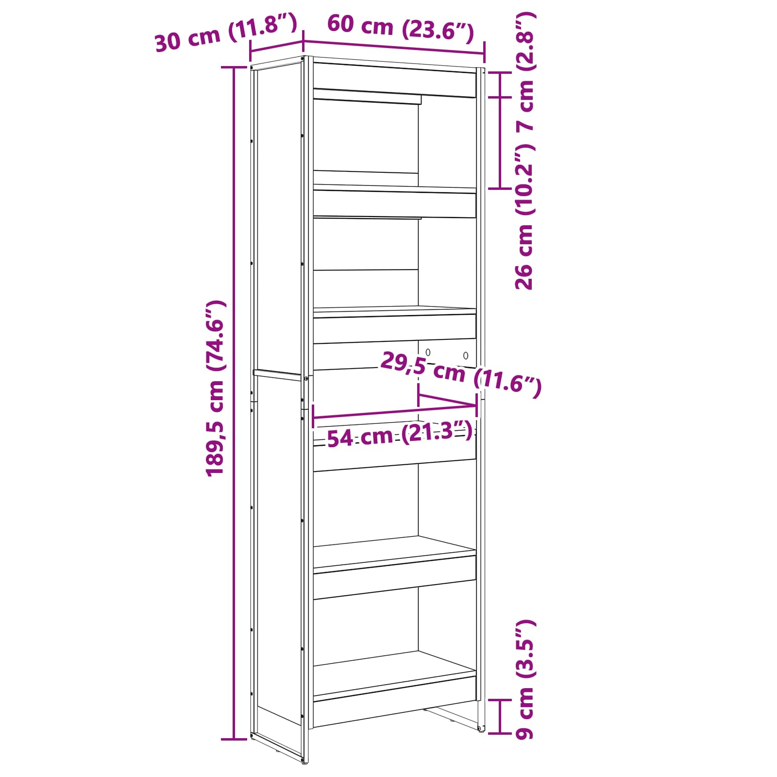 Knygų spinta 2 pcs Senovinis medis 80 x 30 x 155 cm