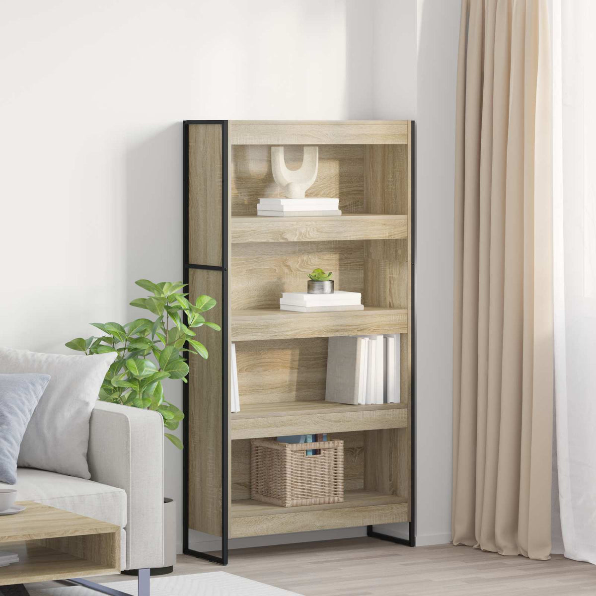 Knygų spinta 2 pcs Sonoma 80 x 30 x 155 cm Apdirbta mediena