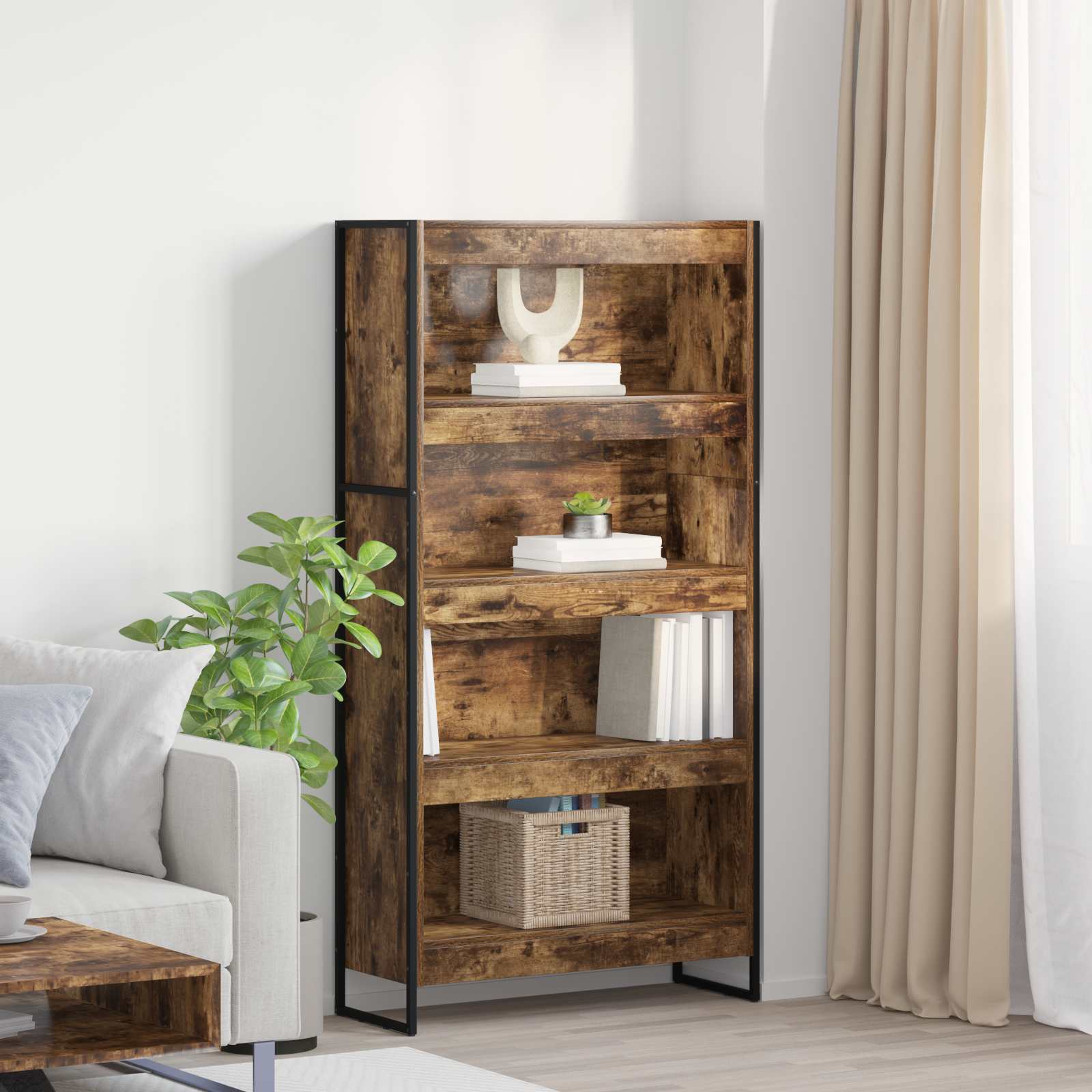 Bookcase 2 pcs Smoked oak 80 x 30 x 155 cm