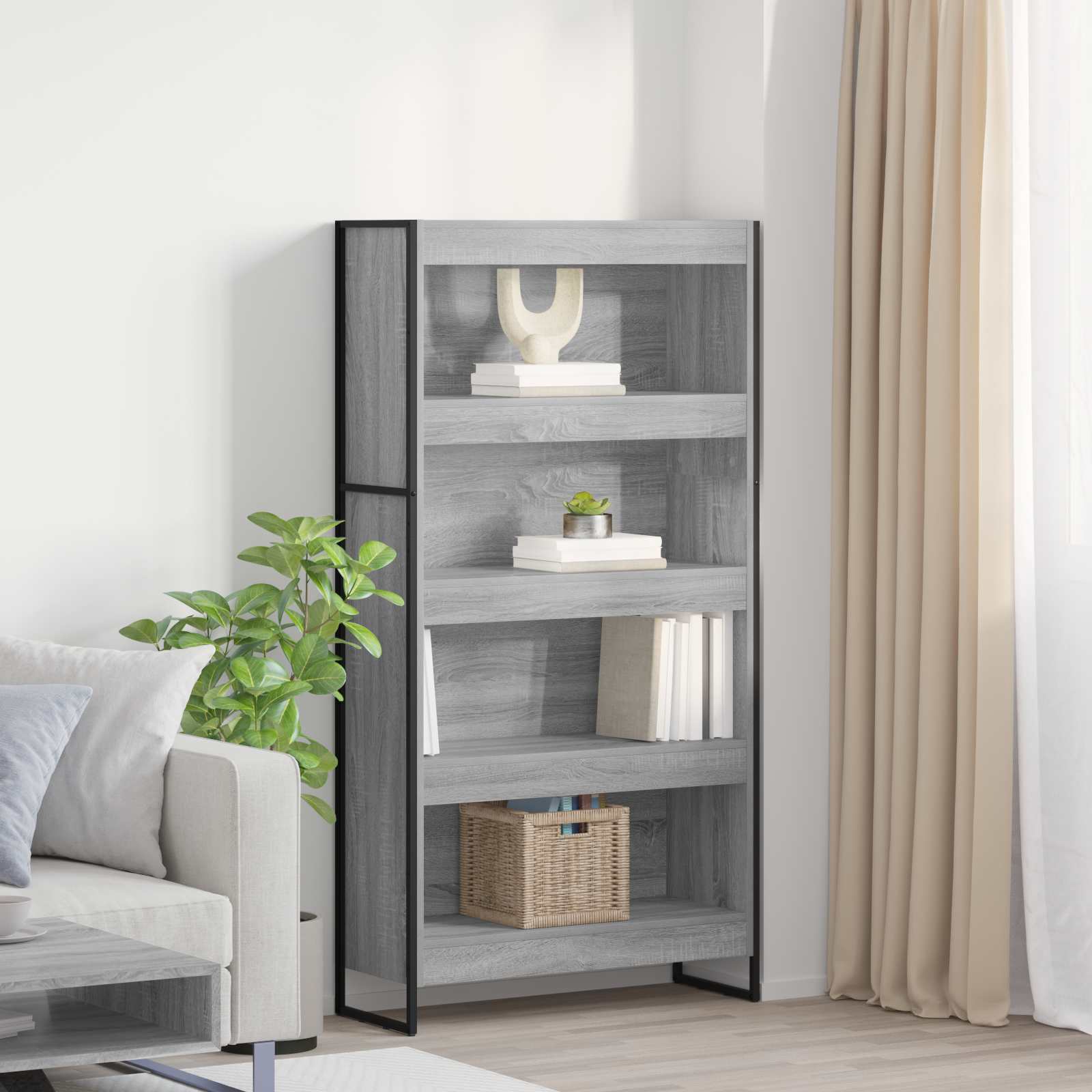 Knygų spinta 2 pcs Pilkas Sonoma 80 x 30 x 155 cm