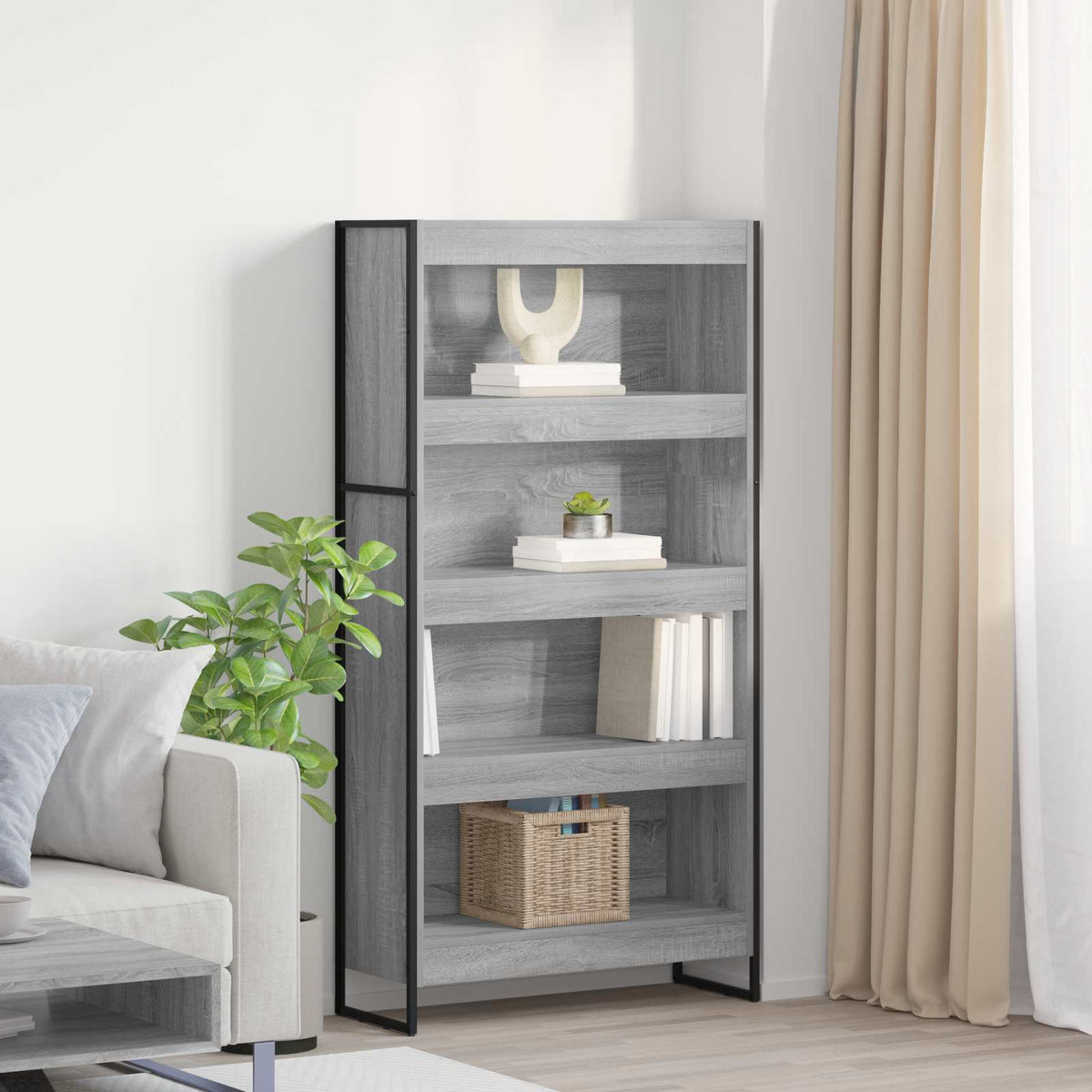 Knygų spinta 2 pcs Pilkas Sonoma 80 x 30 x 155 cm