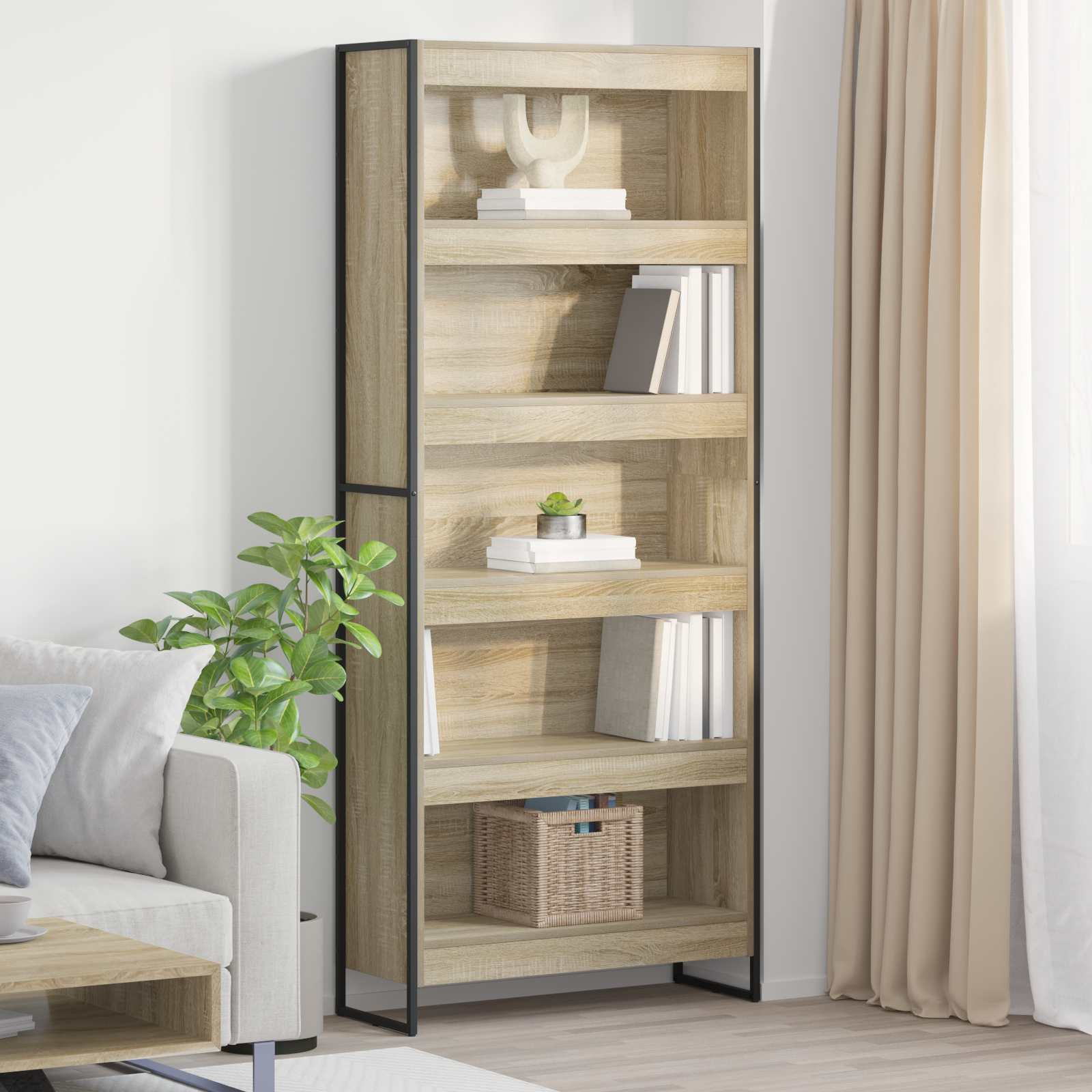 Knygų spinta 2 pcs Sonoma 80 x 30 x 155 cm Apdirbta mediena