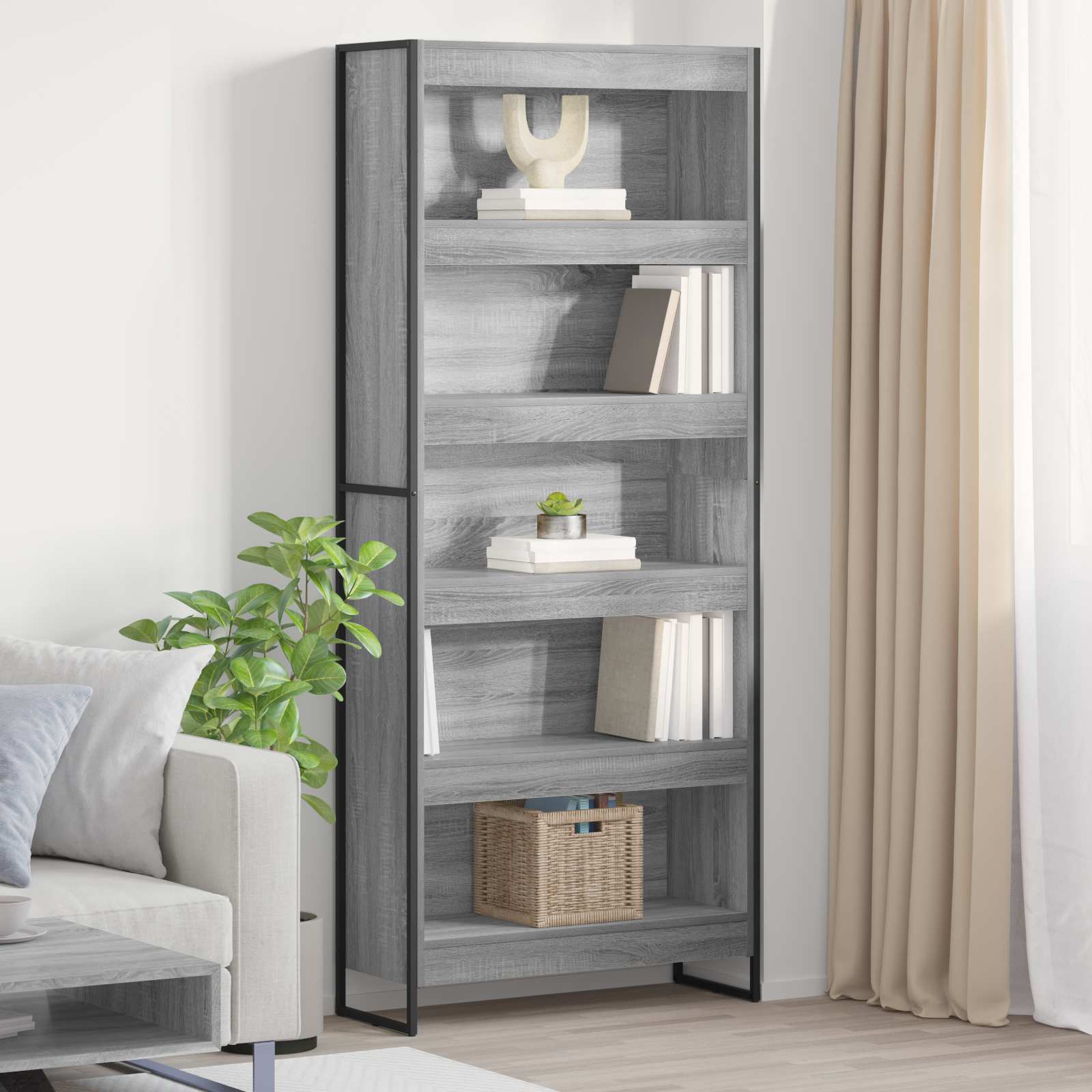 Bookcase 2 pcs Grey Sonoma 80 x 30 x 155 cm