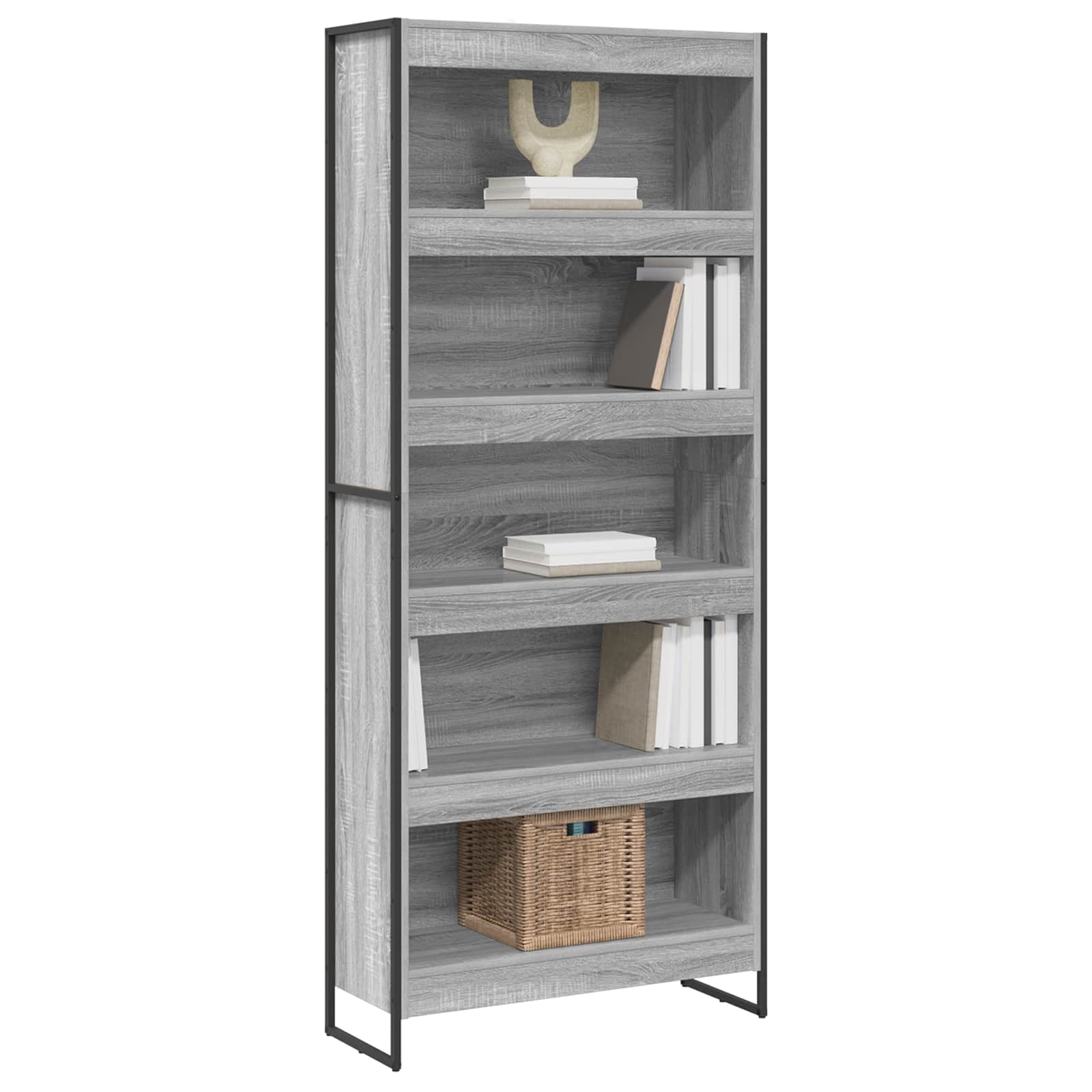 Bookcase 2 pcs Grey Sonoma 80 x 30 x 155 cm