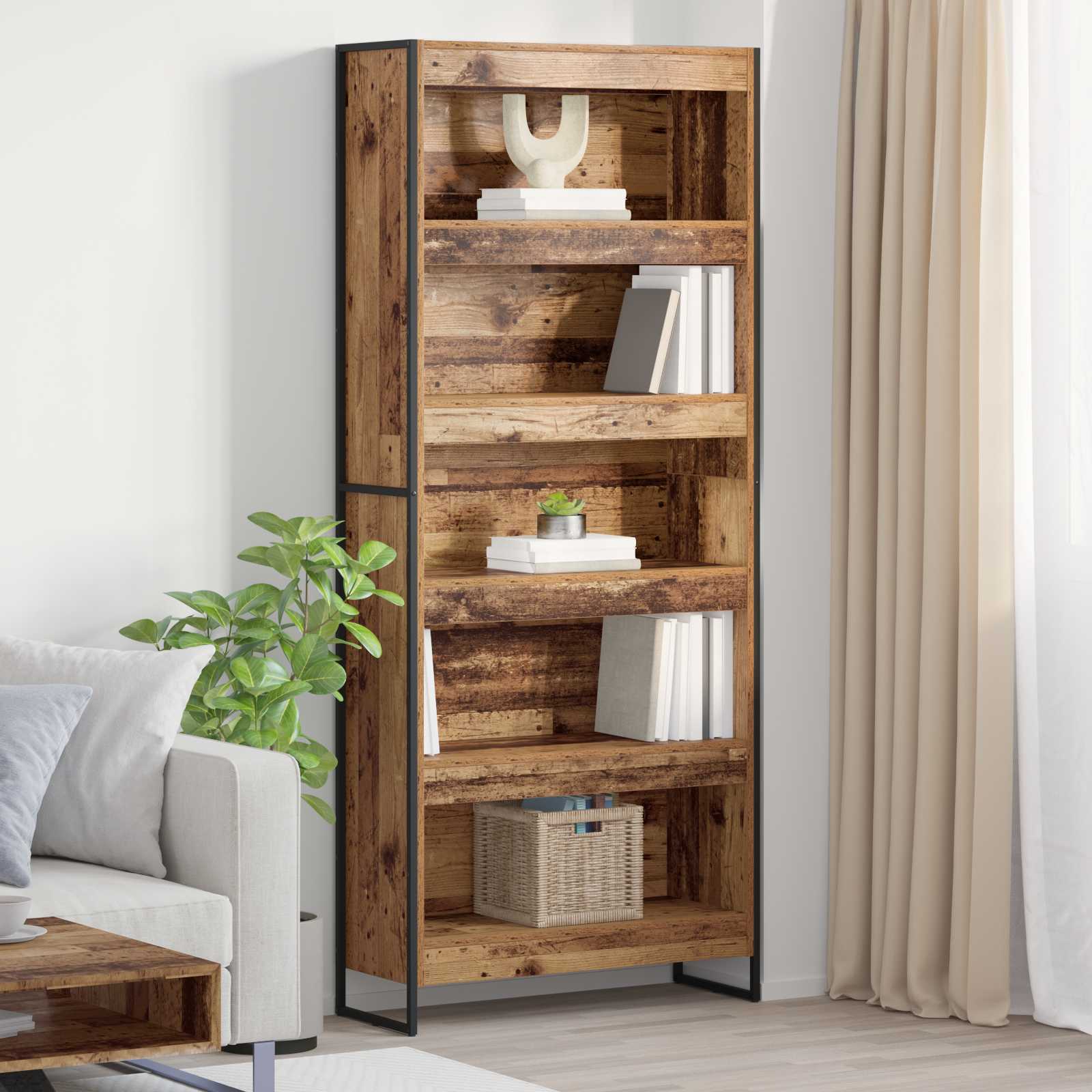 Bookshelf 2 pcs Antique wood 80 x 30 x 155 cm