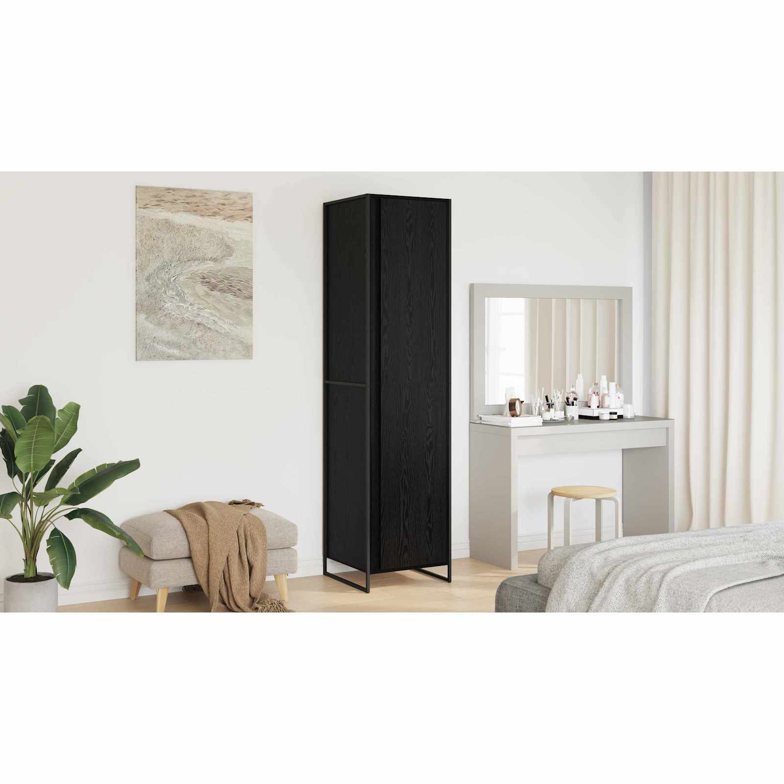 Spinta 2 pcs Juodas ąžuolas 50 x 50 x 200 cm Apdirbta mediena