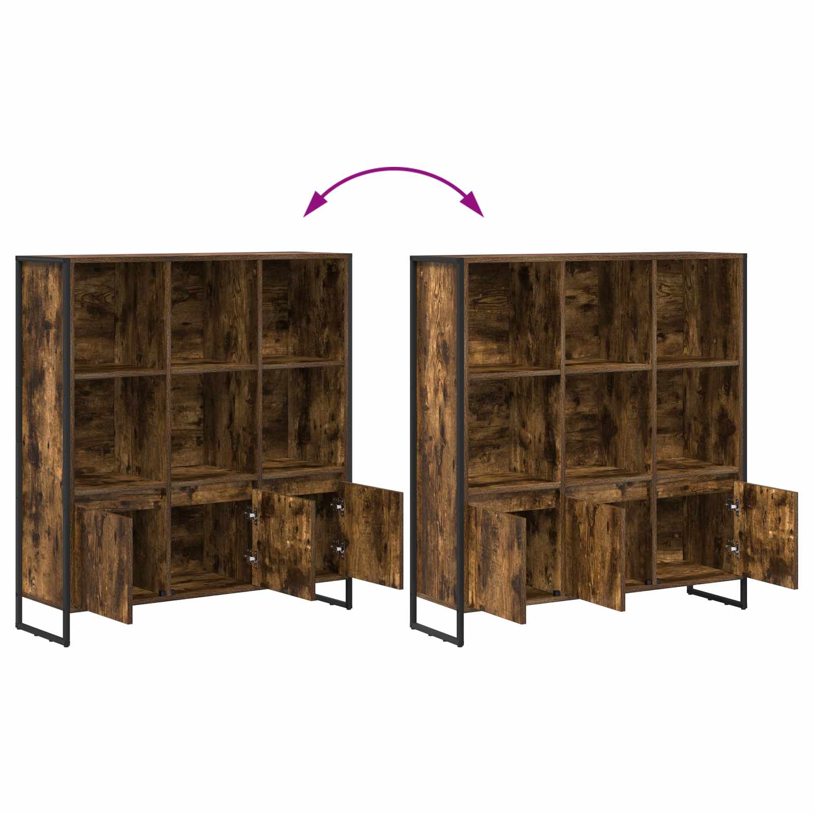 Knygų spinta 2 pcs Dūminis ąžuolas 99,5 x 30 x 108 cm