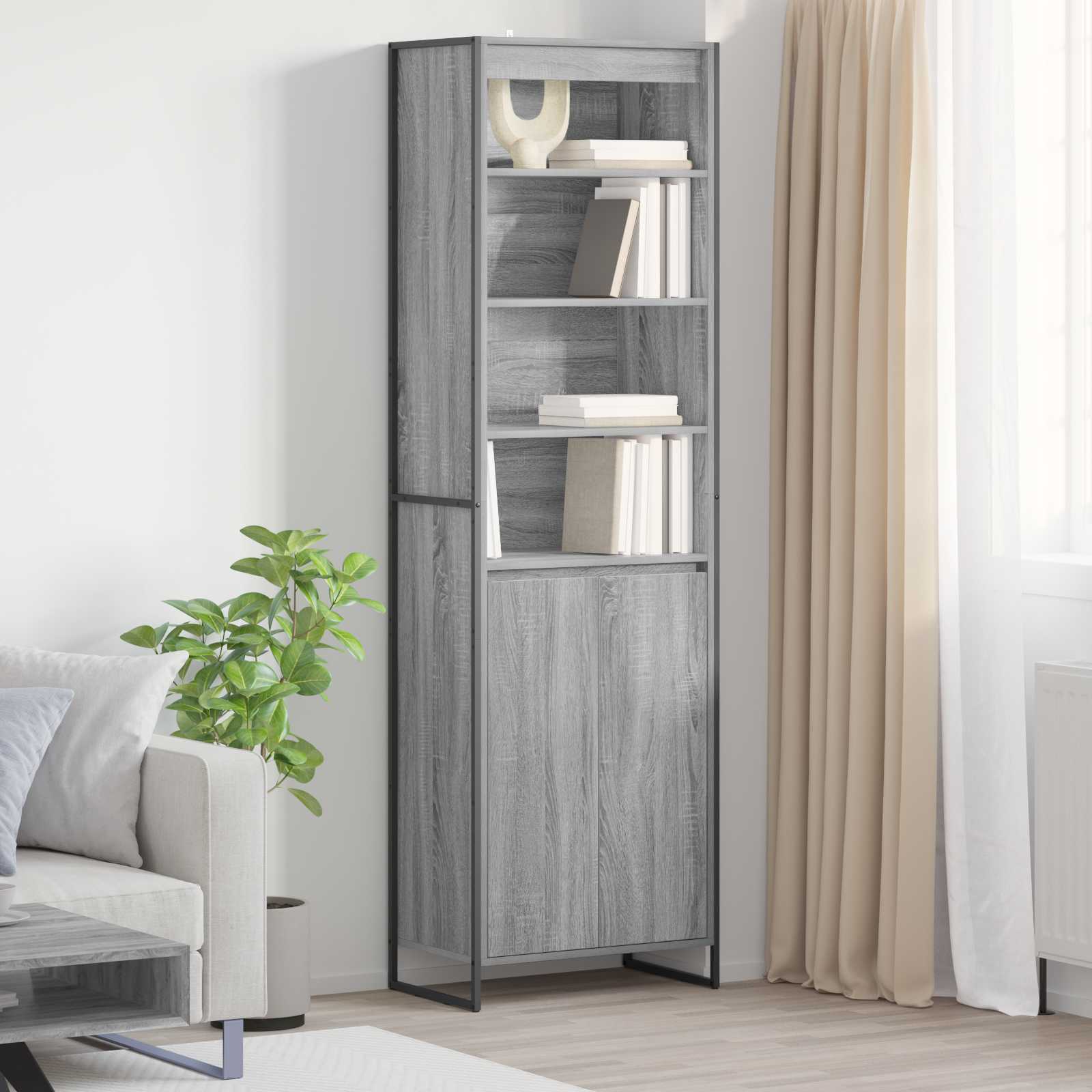Aukšti spintelės 2 pcs Pilkas Sonoma 60 x 36 x 300 cm