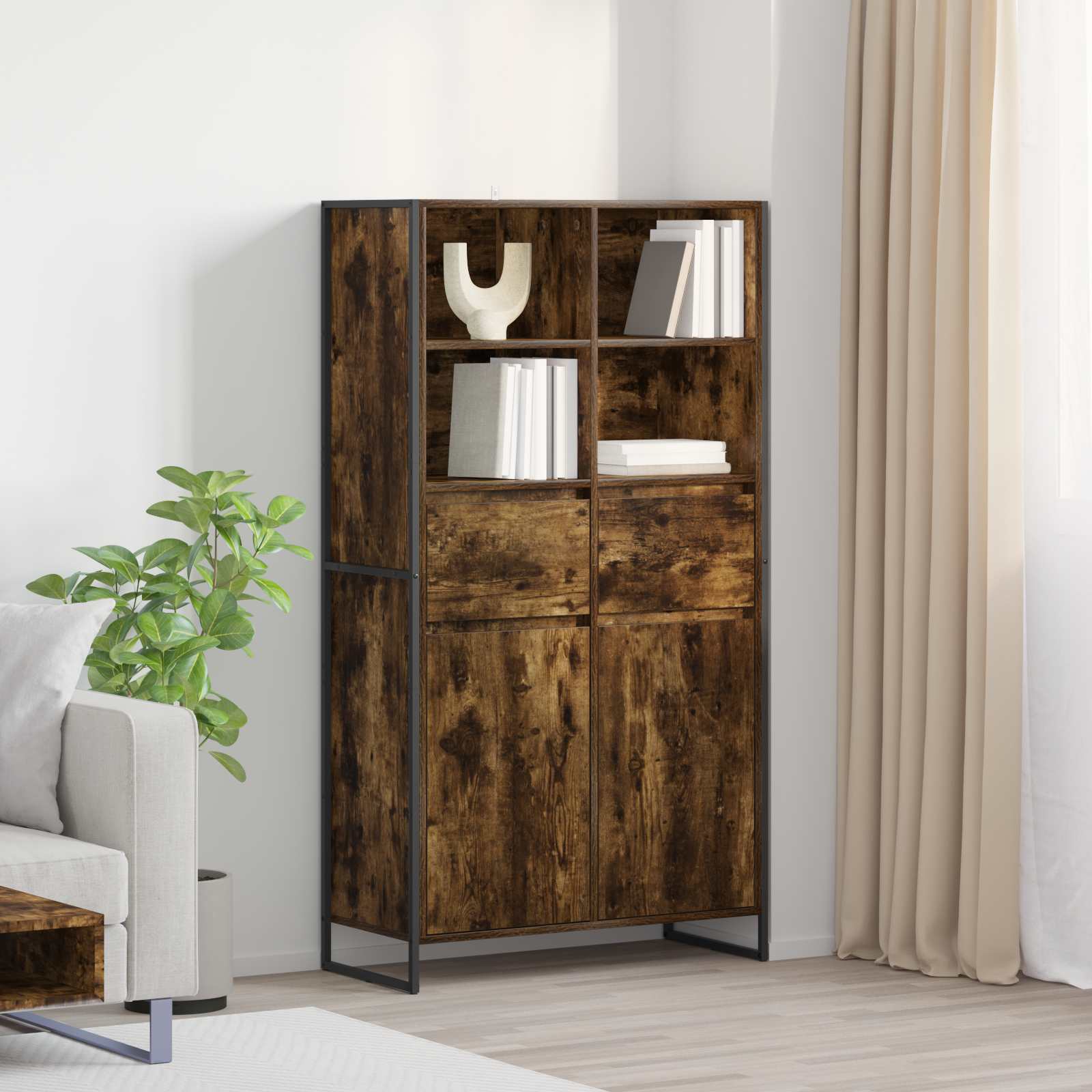 Kumode ar 2 atvilktnēm Dūmu ozols 81 x 36 x 150.5 cm
